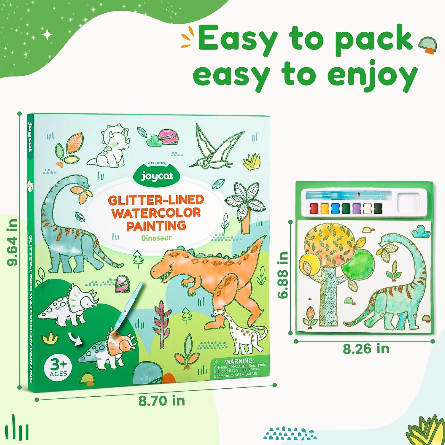 JoyCat Glitter-Lined Paint with Water Coloring Book for Kids (Glow Girls)(Green)