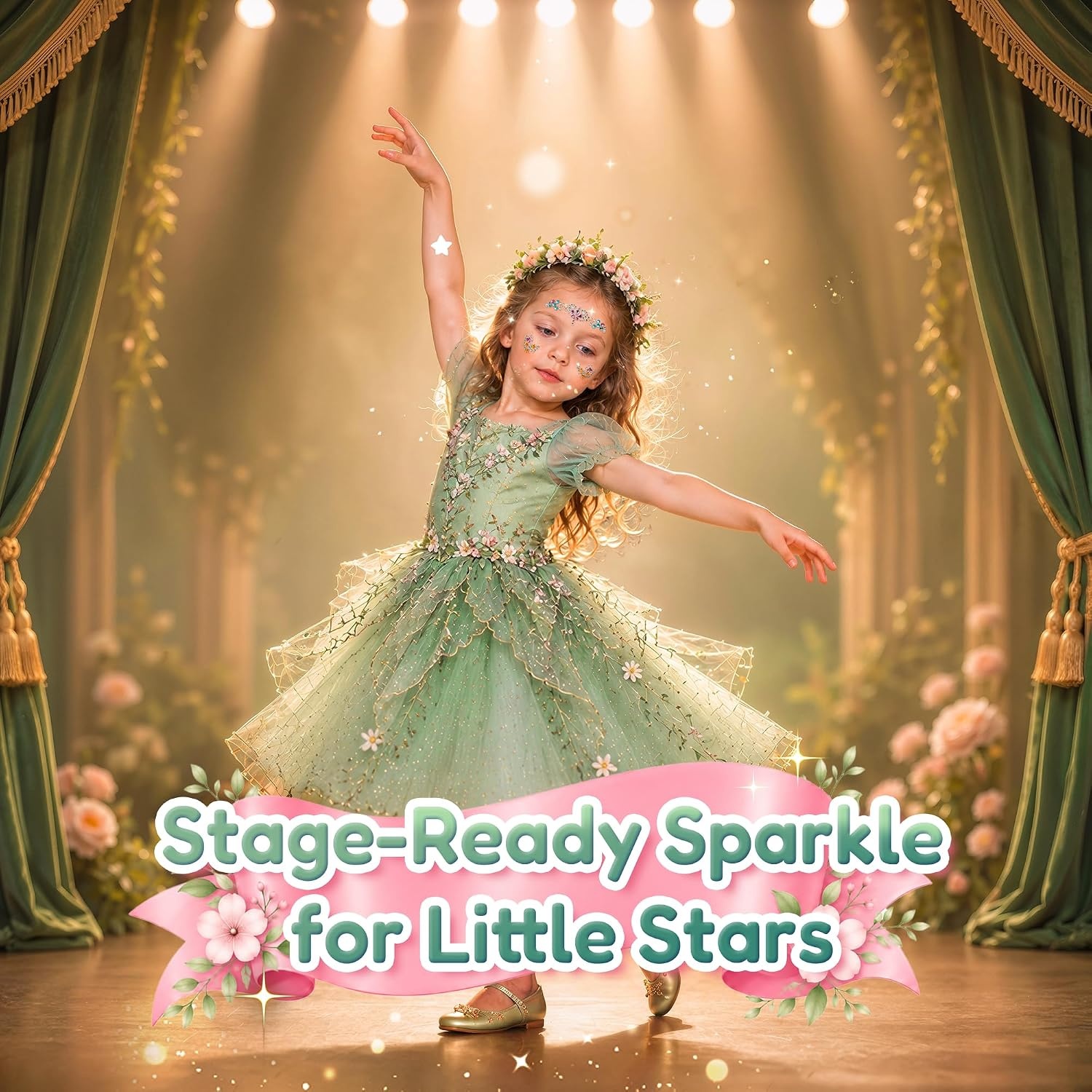 JoyCat Pre-Placed Face Gems for Women Teens & Kids, Rhinestone Jewels(Woodland Princess)