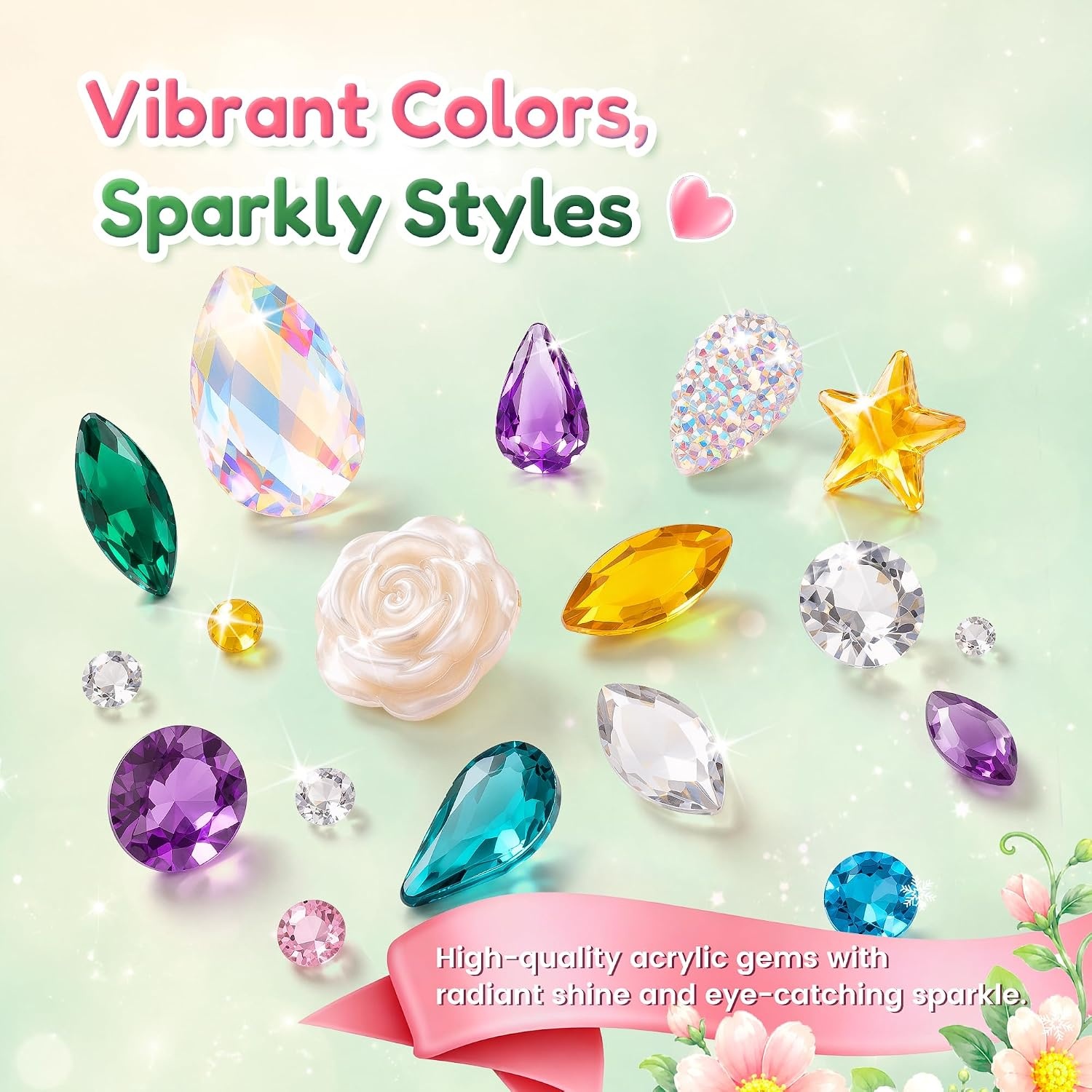 JoyCat Pre-Placed Face Gems for Women Teens & Kids, Rhinestone Jewels(Woodland Princess)