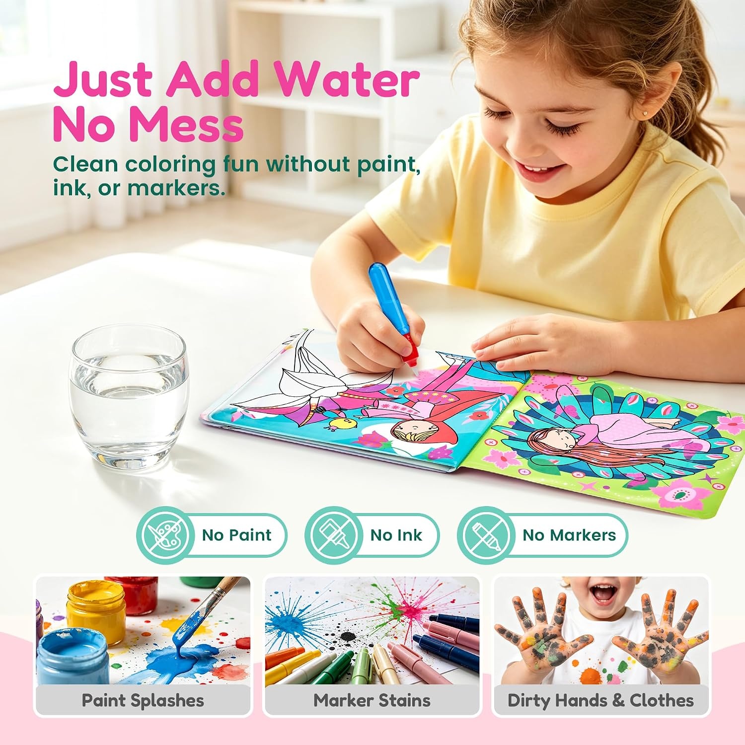 JoyCat Paint with Water Coloring Book for Toddlers, Reusable (Fairy)(1)