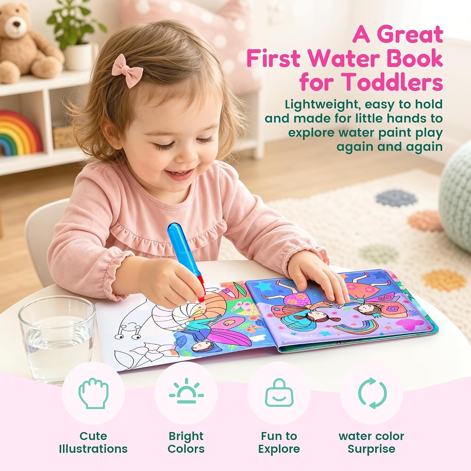 JoyCat Paint with Water Coloring Book for Toddlers, Reusable (Fairy)(1)