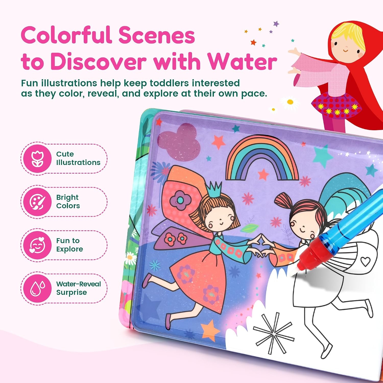 JoyCat Paint with Water Coloring Book for Toddlers, Reusable (Fairy)(1)