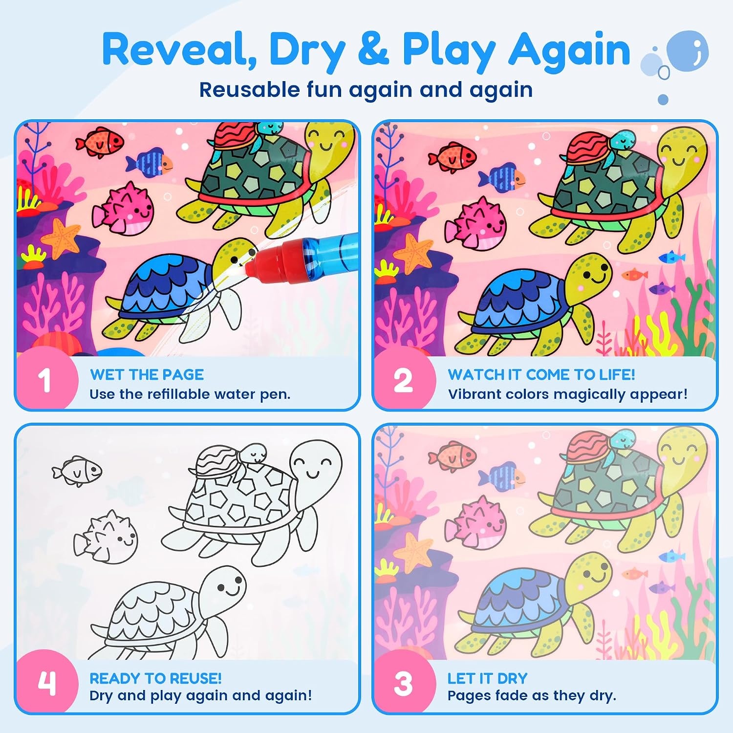 JoyCat Paint with Water Coloring Book for Toddlers, Reusable (Fairy)(1)