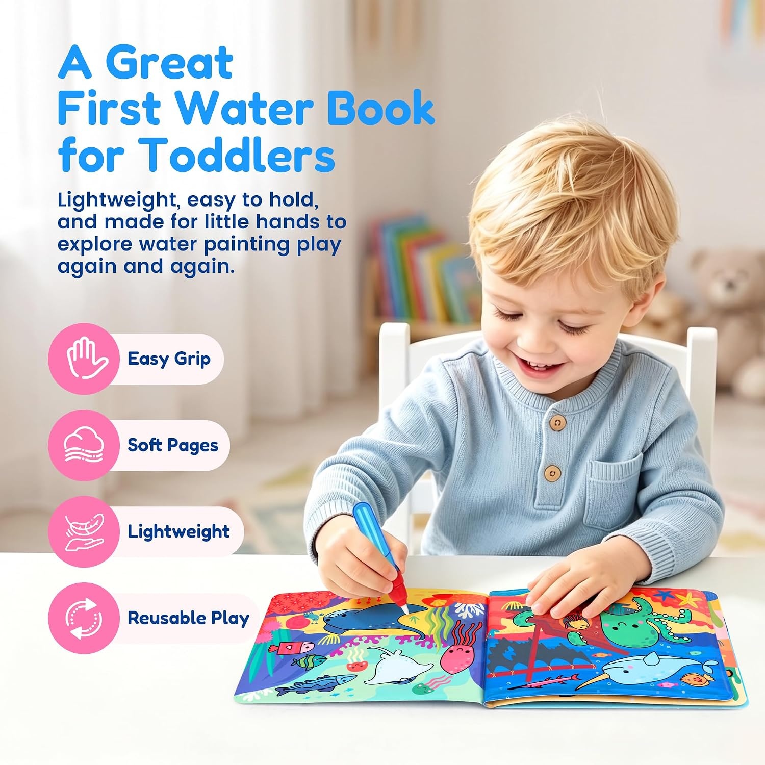 JoyCat Paint with Water Coloring Book for Toddlers, Reusable (Fairy)(1)