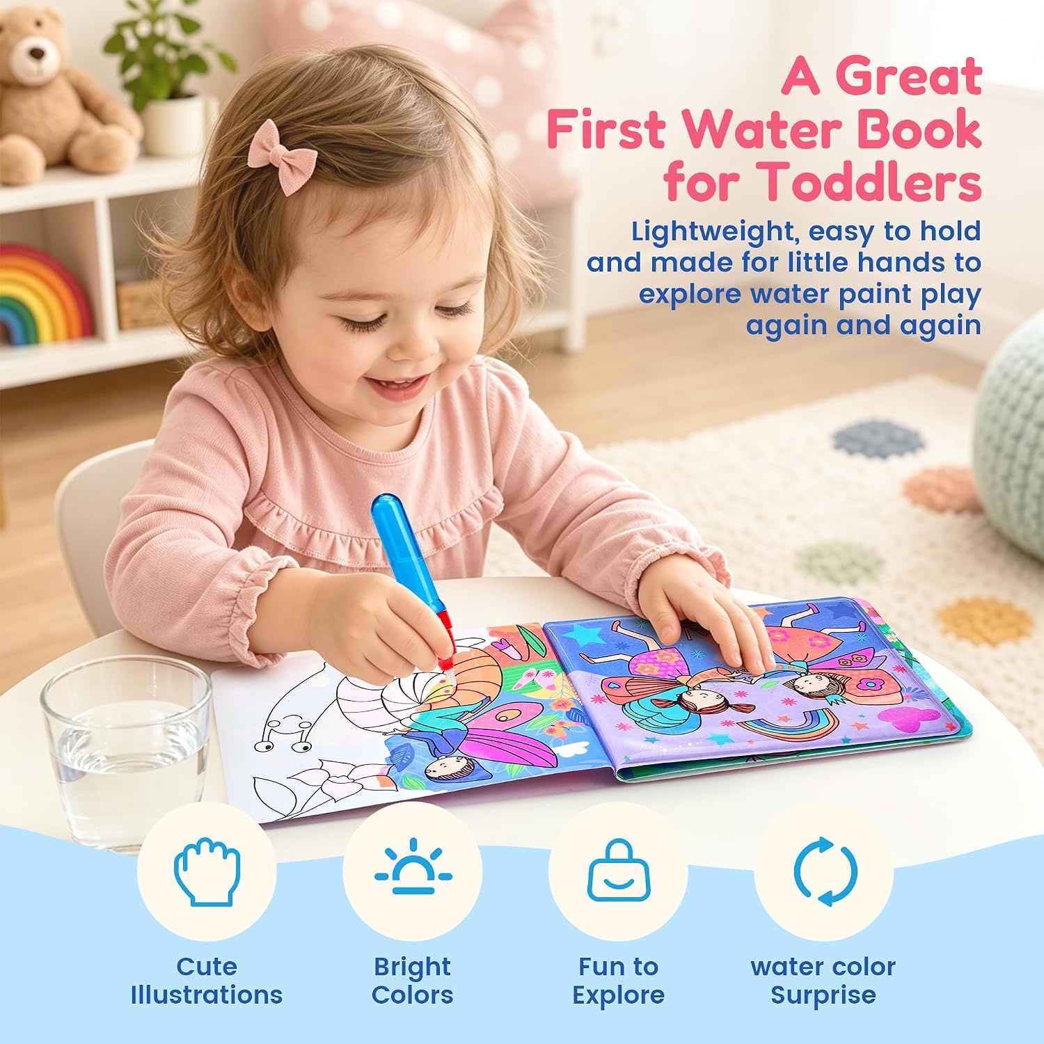 JoyCat Paint with Water Coloring Book for Toddlers, Reusable (Fairy)(1)