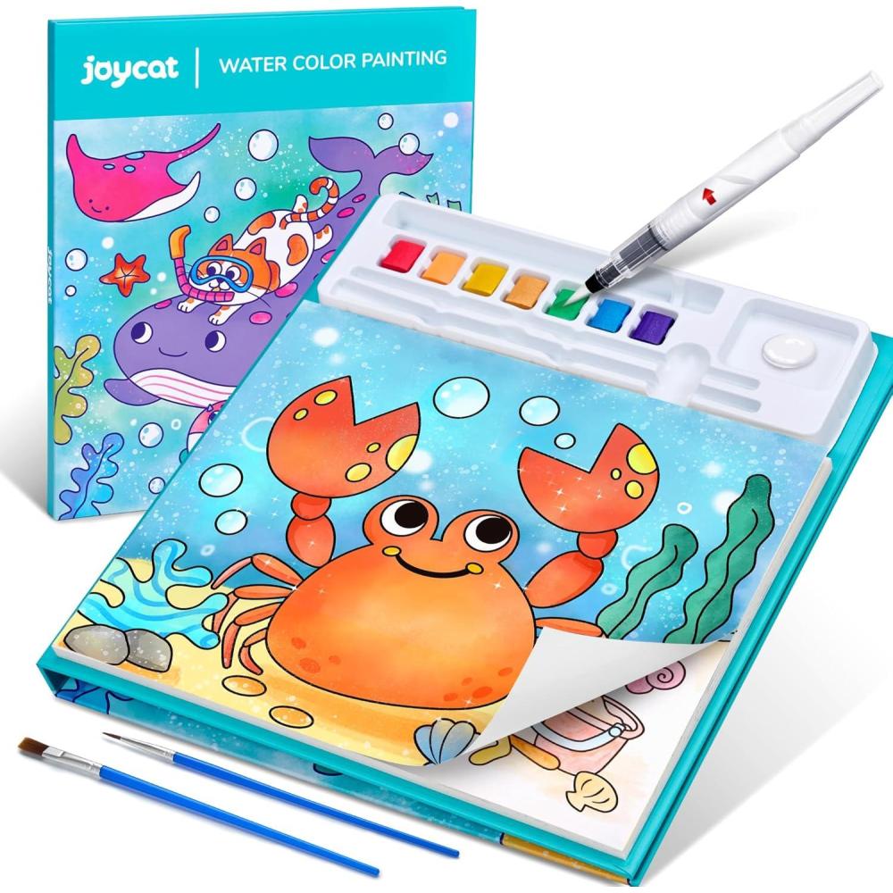 JoyCat Paint with Water Coloring Books for Toddlers, Watercolor Painting Sets for Kids Ages 3-5 4-8, Arts and Crafts Drawing Activities Toy Birthday Gift for Boys Girls (Alphabet)(Sea Animals)
