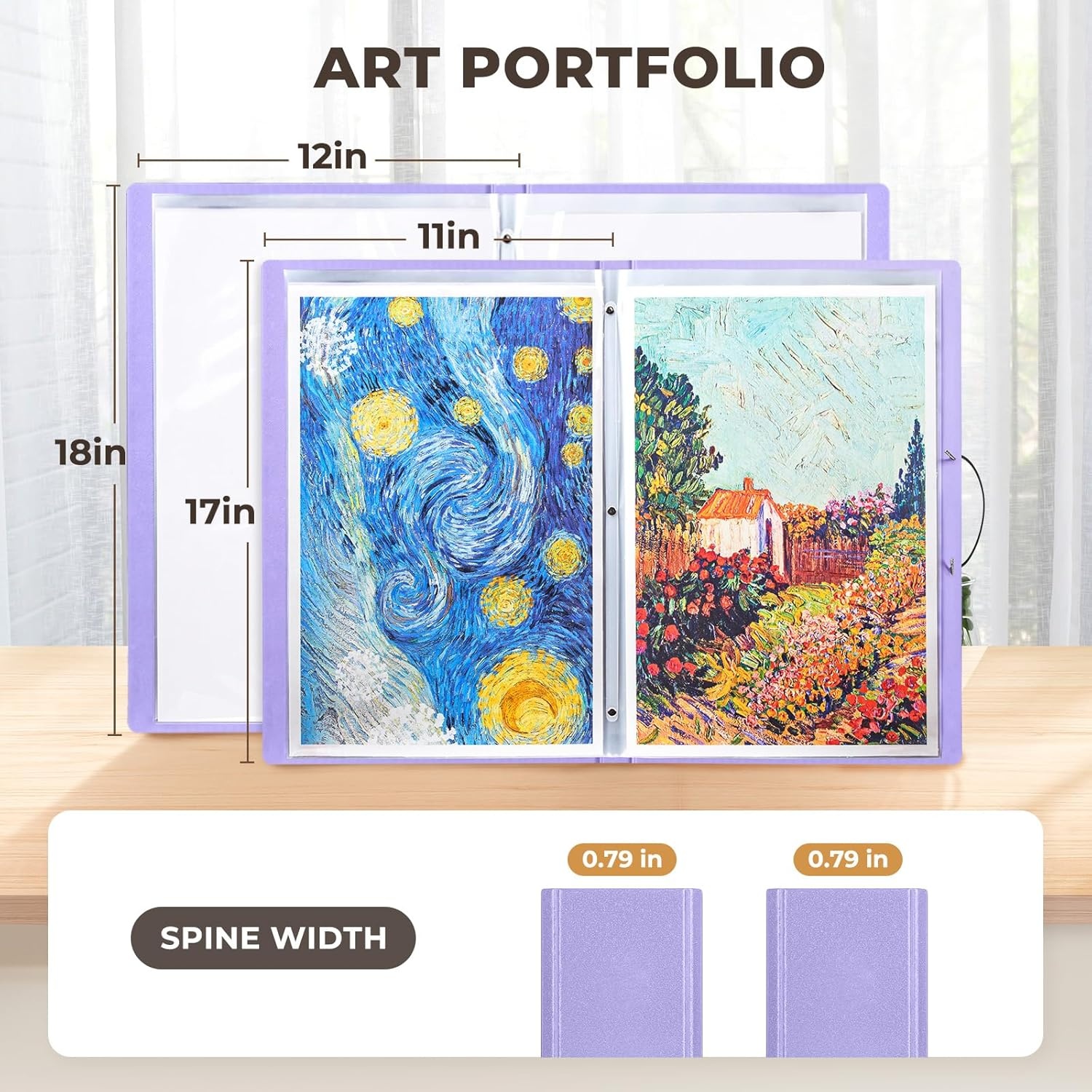 JoyCat Art Portfolio Binder Fits 11″x17″,40 Pockets Art Folder with Clear View Pages, 80 Sheets Presentation Binder for Artists and Students (Pink)(Purple)
