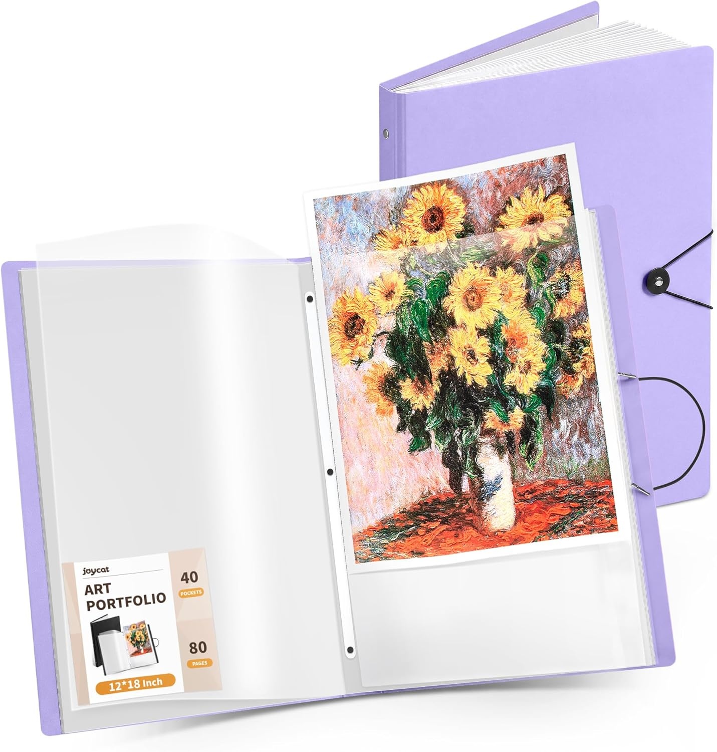 JoyCat Art Portfolio Binder Fits 11″x17″,40 Pockets Art Folder with Clear View Pages, 80 Sheets Presentation Binder for Artists and Students (Pink)(Purple)