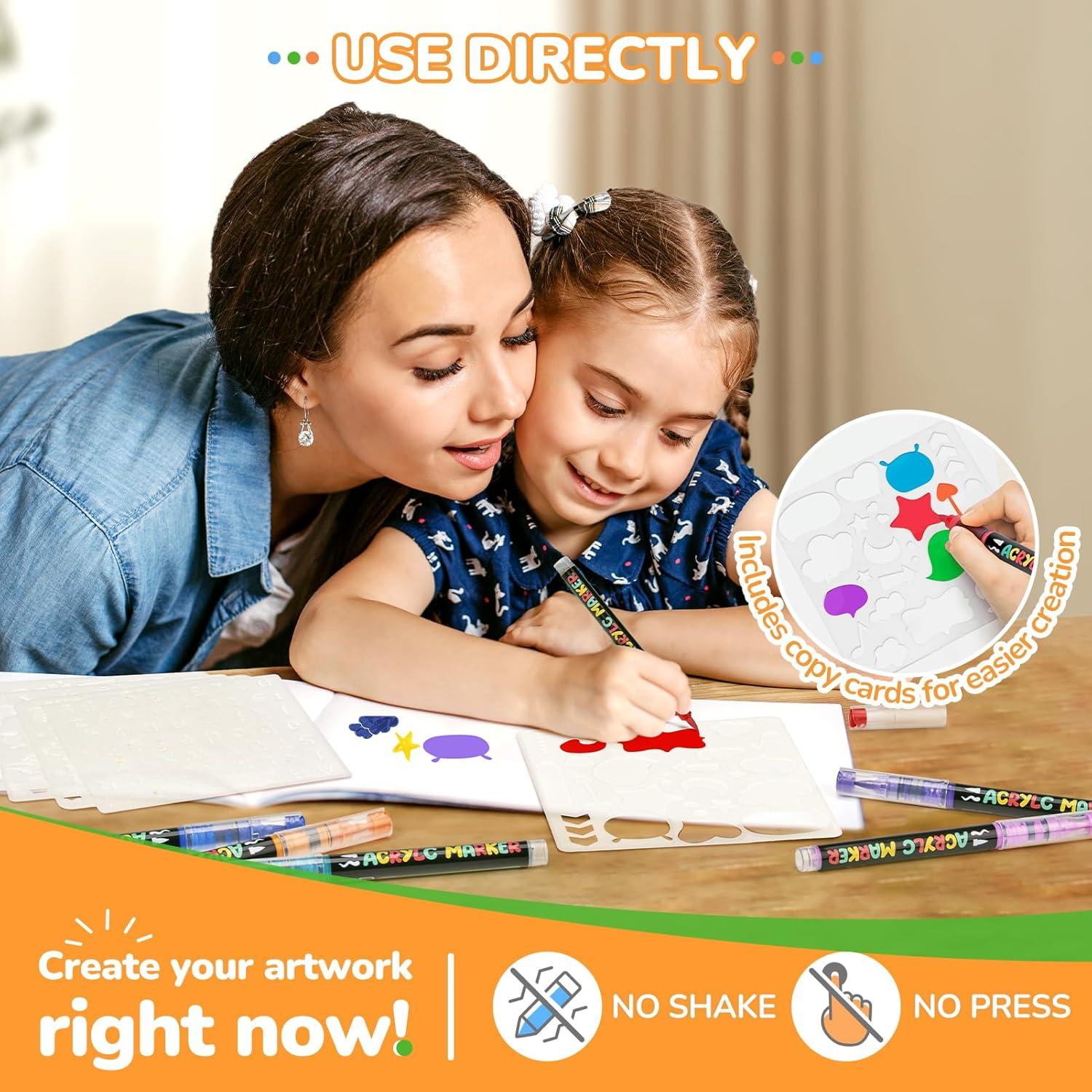 JoyCat Acrylic Paint Marker 12 Color – Intelligent Ink Control System, Brush Tip for Rock Painting, Ceramic, Wood, Canvas & Multi-Surfaces | Quick-Drying, Non-Toxic, Kid-Safe |Ideal Craft Gifts