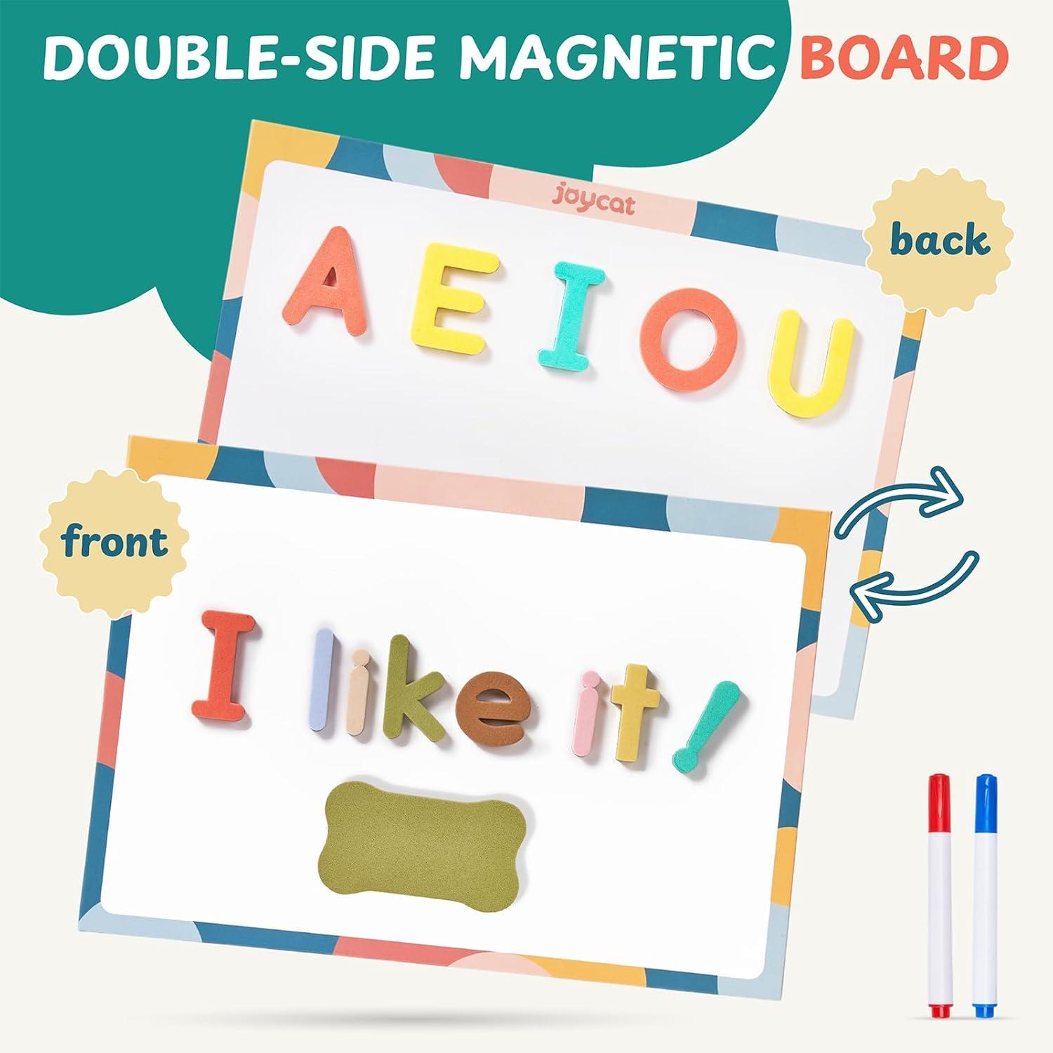 Joycat Macaron Magnetic Letters Kit 240 Pcs with Double-Sided Magnetic Board – Foam Alphabet Letters for Classroom, Toddler Spelling & Learning Set, Preschool Educational Toy Gift(Macaron 240 Pcs Letters Kit)