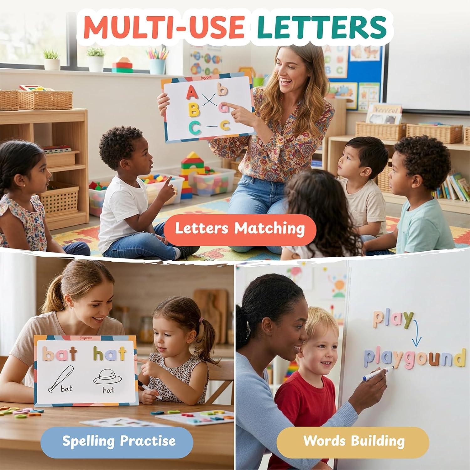 Joycat Macaron Magnetic Letters Kit 240 Pcs with Double-Sided Magnetic Board – Foam Alphabet Letters for Classroom, Toddler Spelling & Learning Set, Preschool Educational Toy Gift(Macaron 240 Pcs Letters Kit)