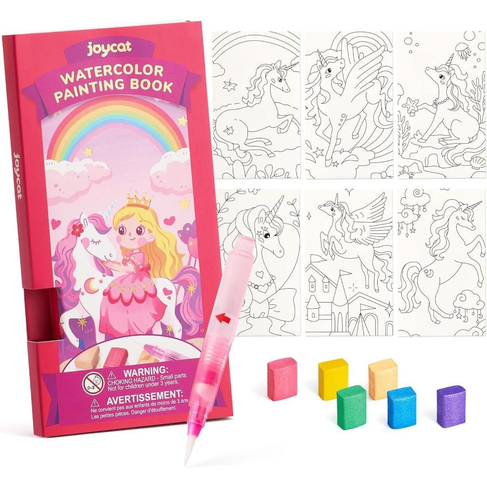 JoyCat Pocket Paint with Water Coloring Books for Kids, Art & Craft Activity Toy Set, Creative Travel & Home Painting Kit, Gifts for Girls & Boys Ages 3-8 (Animals)(1 Pack – Magical Pony)