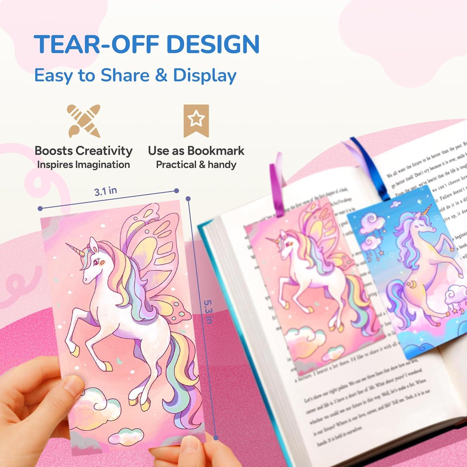 JoyCat Pocket Paint with Water Coloring Books for Kids, Art & Craft Activity Toy Set, Creative Travel & Home Painting Kit, Gifts for Girls & Boys Ages 3-8 (Animals)(1 Pack – Magical Pony)
