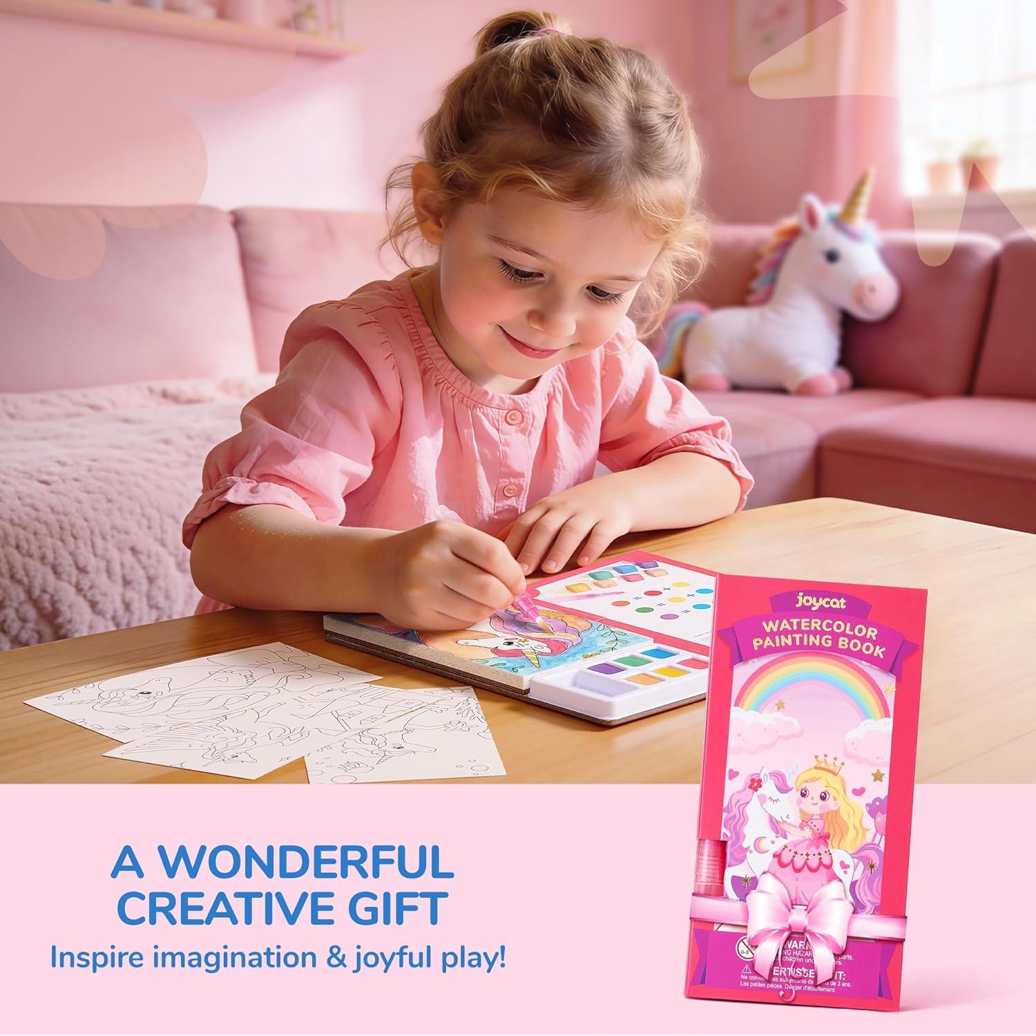 JoyCat Pocket Paint with Water Coloring Books for Kids, Art & Craft Activity Toy Set, Creative Travel & Home Painting Kit, Gifts for Girls & Boys Ages 3-8 (Animals)(1 Pack – Magical Pony)