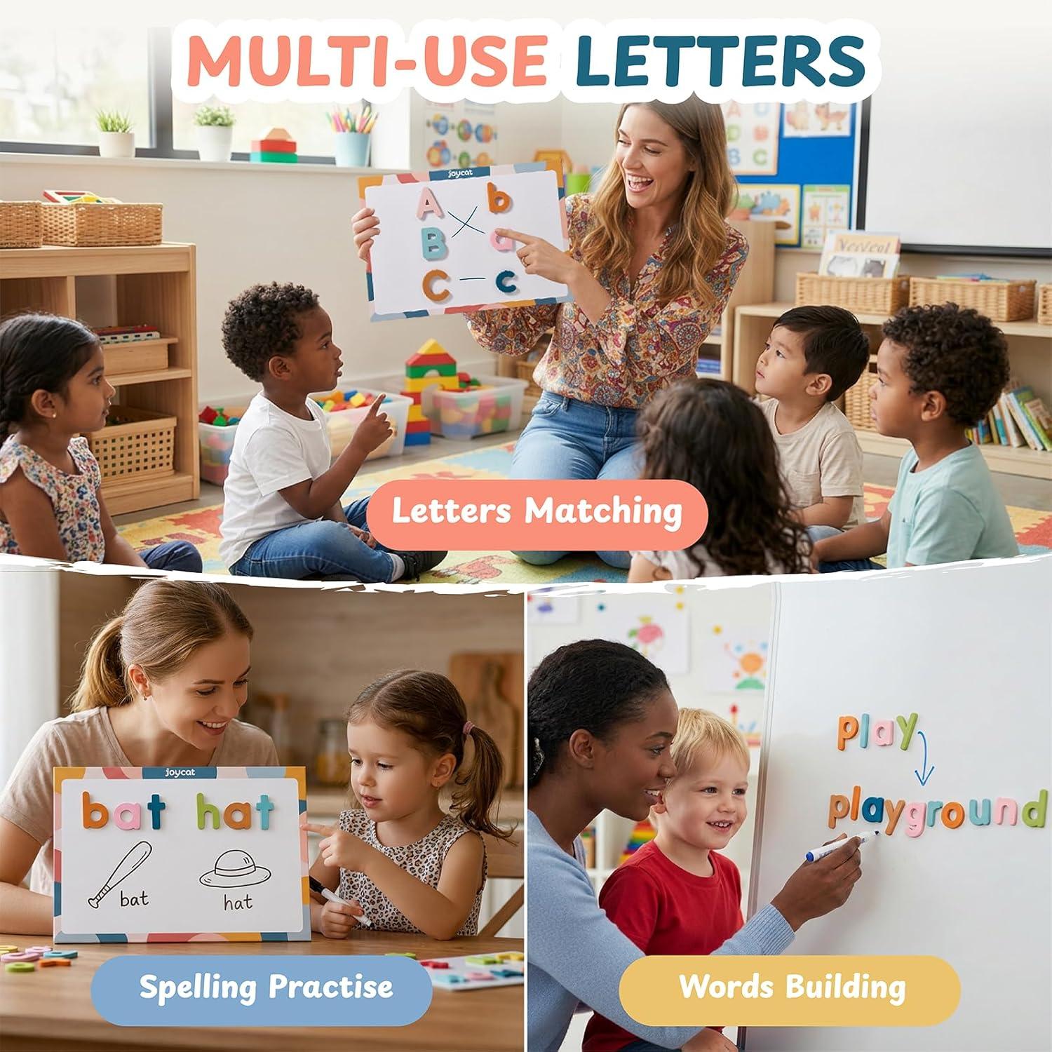 Joycat Macaron Magnetic Letters Kit 240 Pcs with Double-Sided Magnetic Board – Foam Alphabet Letters for Classroom, Toddler Spelling & Learning Set, Preschool Educational Toy Gift(Morandi 240 Pcs Letters Kit)