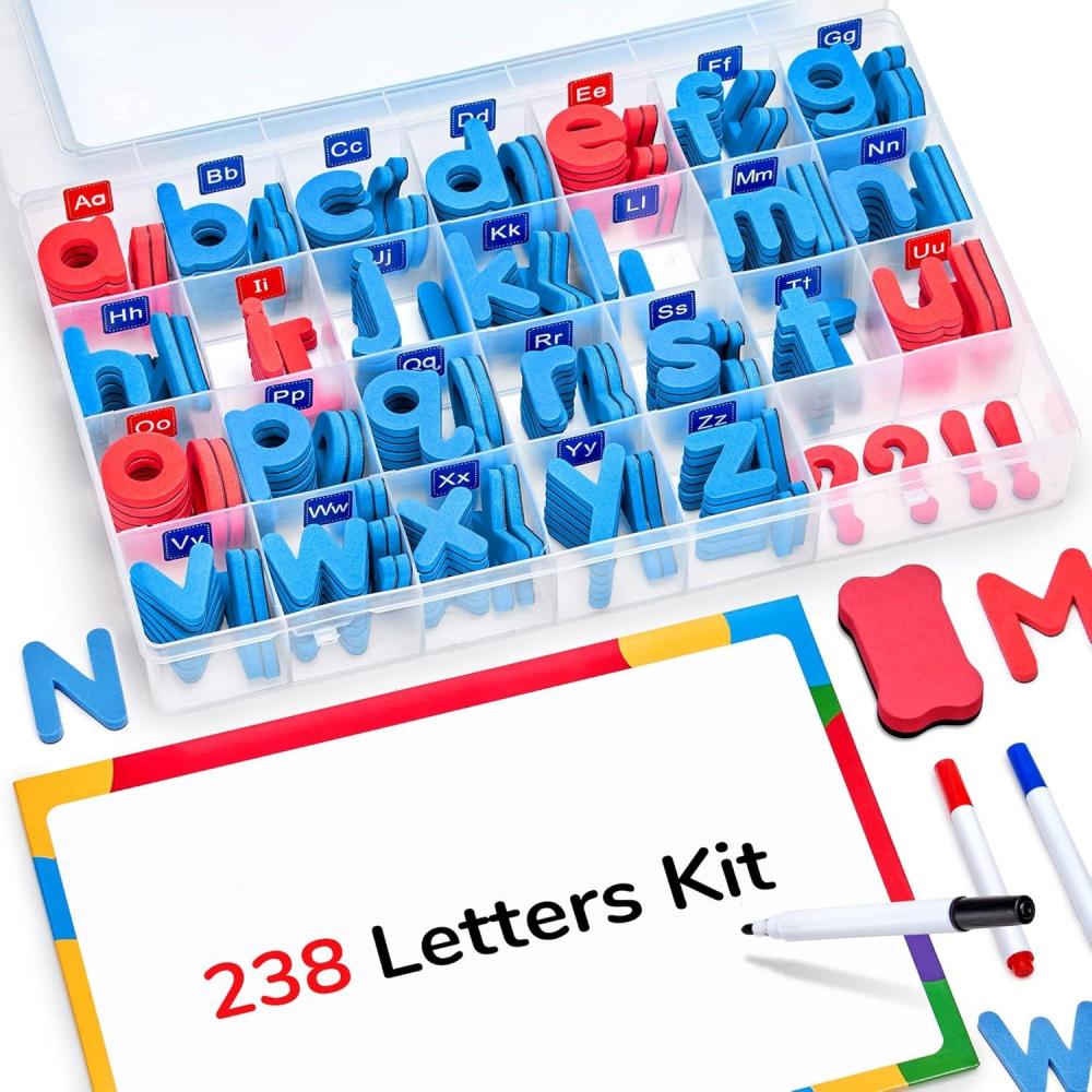 JoyCat Classroom Magnetic Letters Kit 238 Pcs with Double-Side Magnet Board – Foam Fridge Alphabet Letters for Kids Spelling and Learning(1)