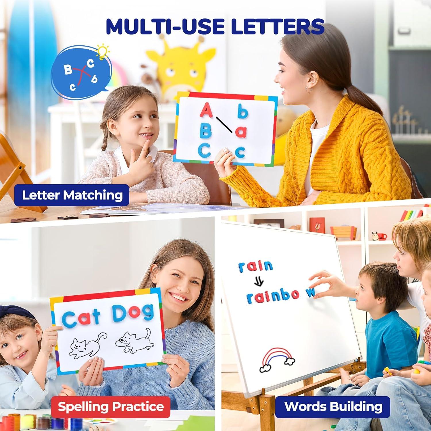 JoyCat Classroom Magnetic Letters Kit 238 Pcs with Double-Side Magnet Board – Foam Fridge Alphabet Letters for Kids Spelling and Learning(1)
