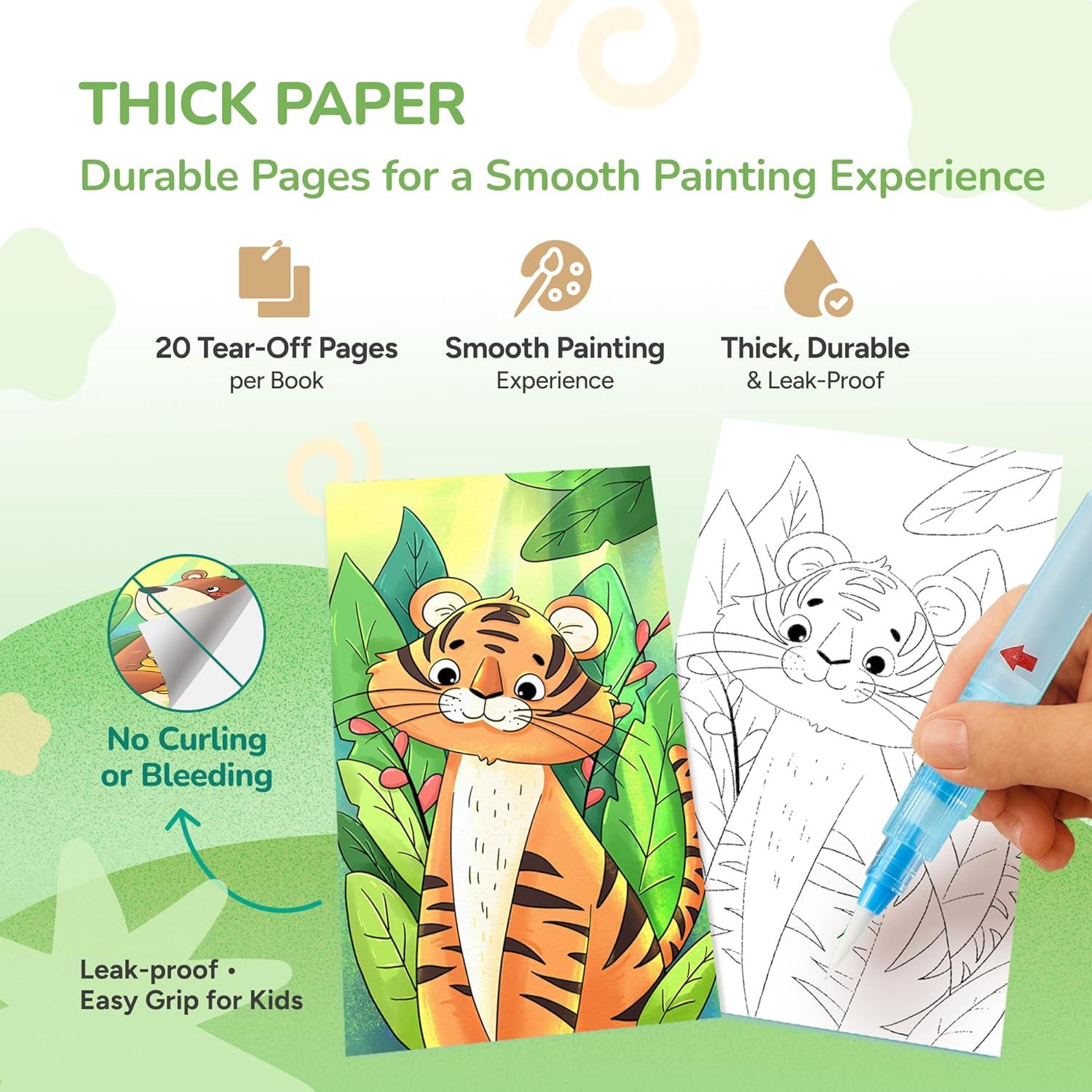 JoyCat Pocket Paint with Water Coloring Books for Kids, Art & Craft Activity Toy Set, Creative Travel & Home Painting Kit, Gifts for Girls & Boys Ages 3-8 (Animals)(2 Pack – Ocean Princess & Animals)
