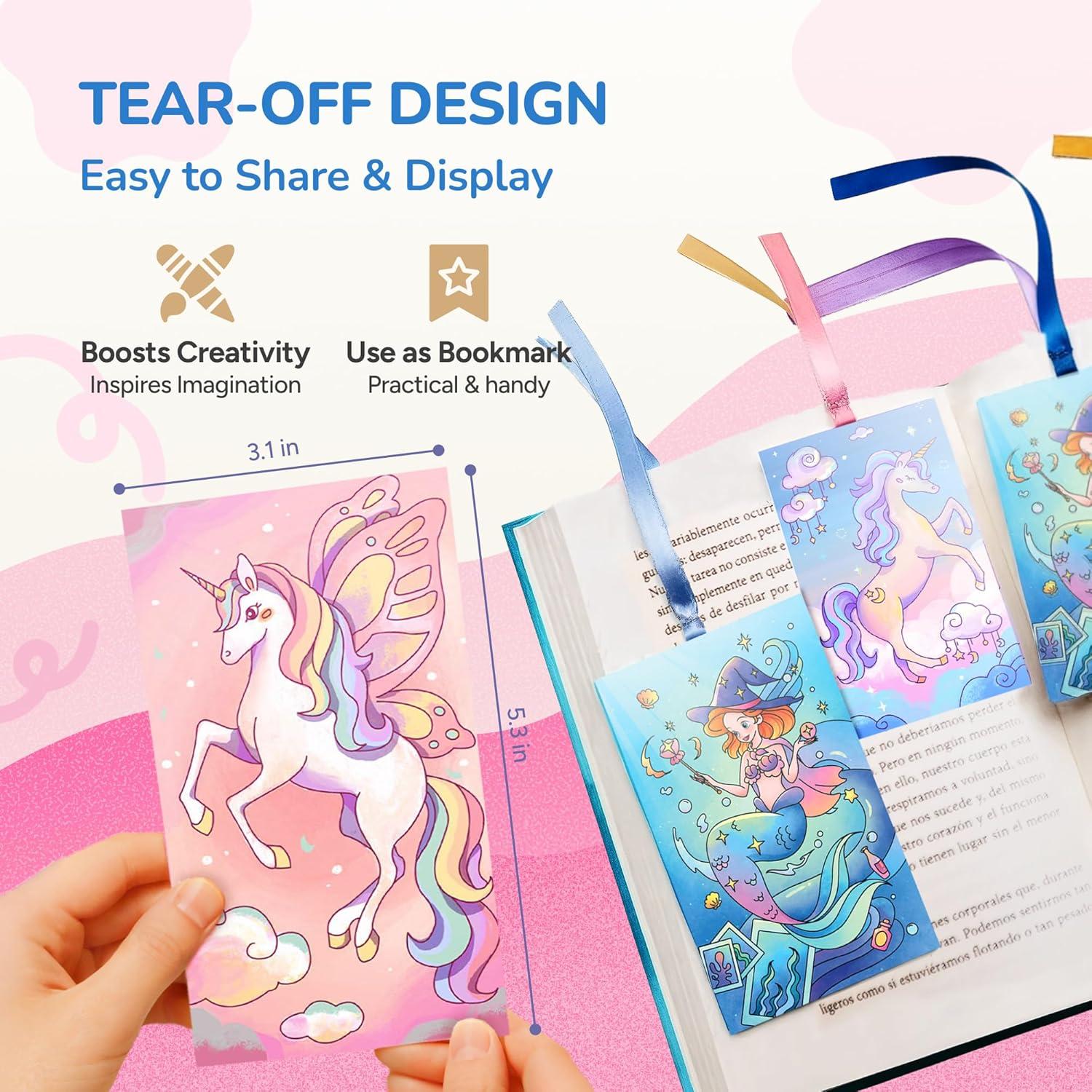 JoyCat Pocket Paint with Water Coloring Books for Kids, Art & Craft Activity Toy Set, Creative Travel & Home Painting Kit, Gifts for Girls & Boys Ages 3-8 (Animals)(2 Pack – Magical Pony & Ocean Princess)
