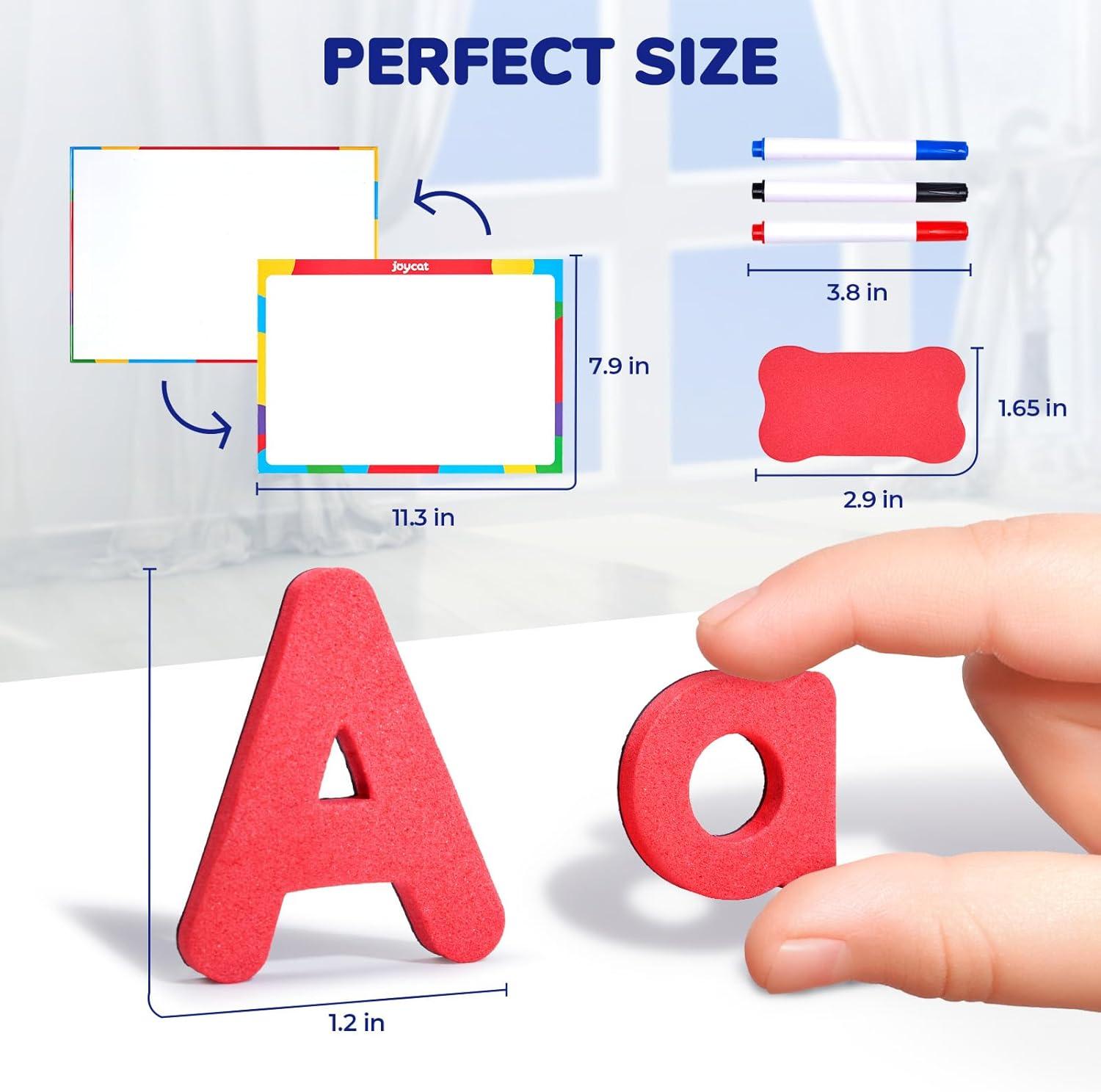 JoyCat Bilingual Magnetic Letters Kit 238 Pcs – Spanish & English Foam Alphabet Set with Double-Side Magnet Board, ABC Learning for Kids Spelling, Phonics & Language Practice(English Letters(238PCS))