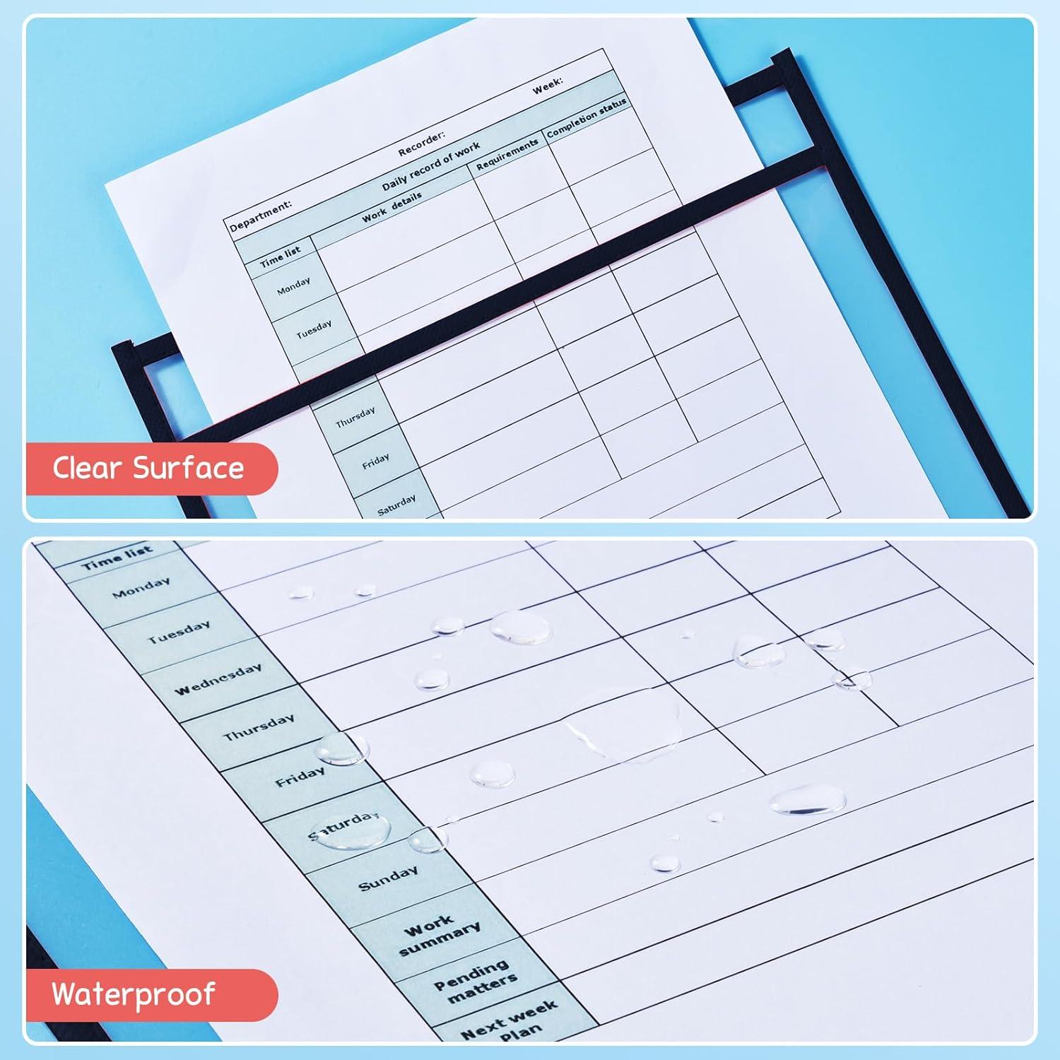 Gamenote Dry Erase Pockets 30 Pack with Rings, Oversized Reusable Plastic Sleeves Shop Job Ticket Holders Sheet Protectors Teacher Supplies Organization for Classroom Must Have, 10×14 Inches (Black)(Black)