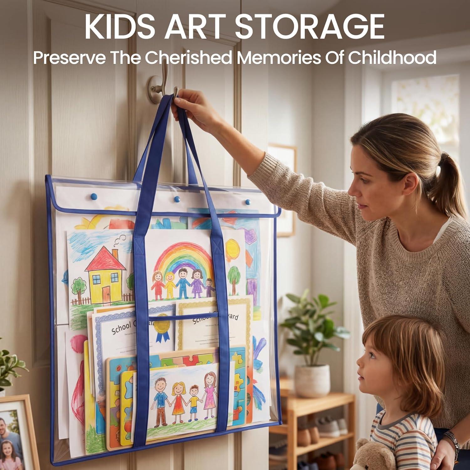 GAMENOTE 2 Pack Large Poster Storage Bag (31.5″×25.5″) Bulletin Board Holder Art Portfolio Container for Teachers Classroom Organization(2)