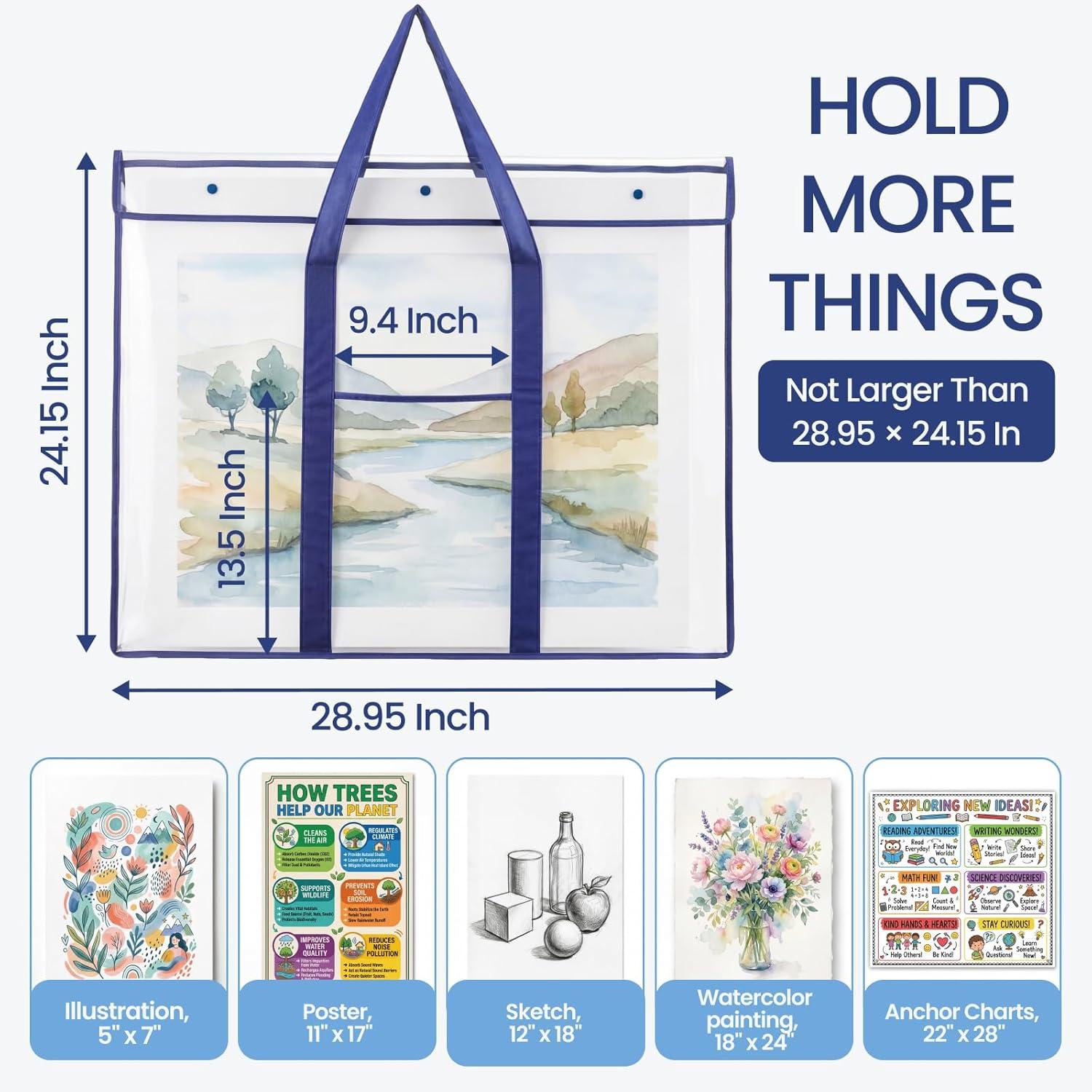 GAMENOTE 2 Pack Large Poster Storage Bag (31.5″×25.5″) Bulletin Board Holder Art Portfolio Container for Teachers Classroom Organization(2)