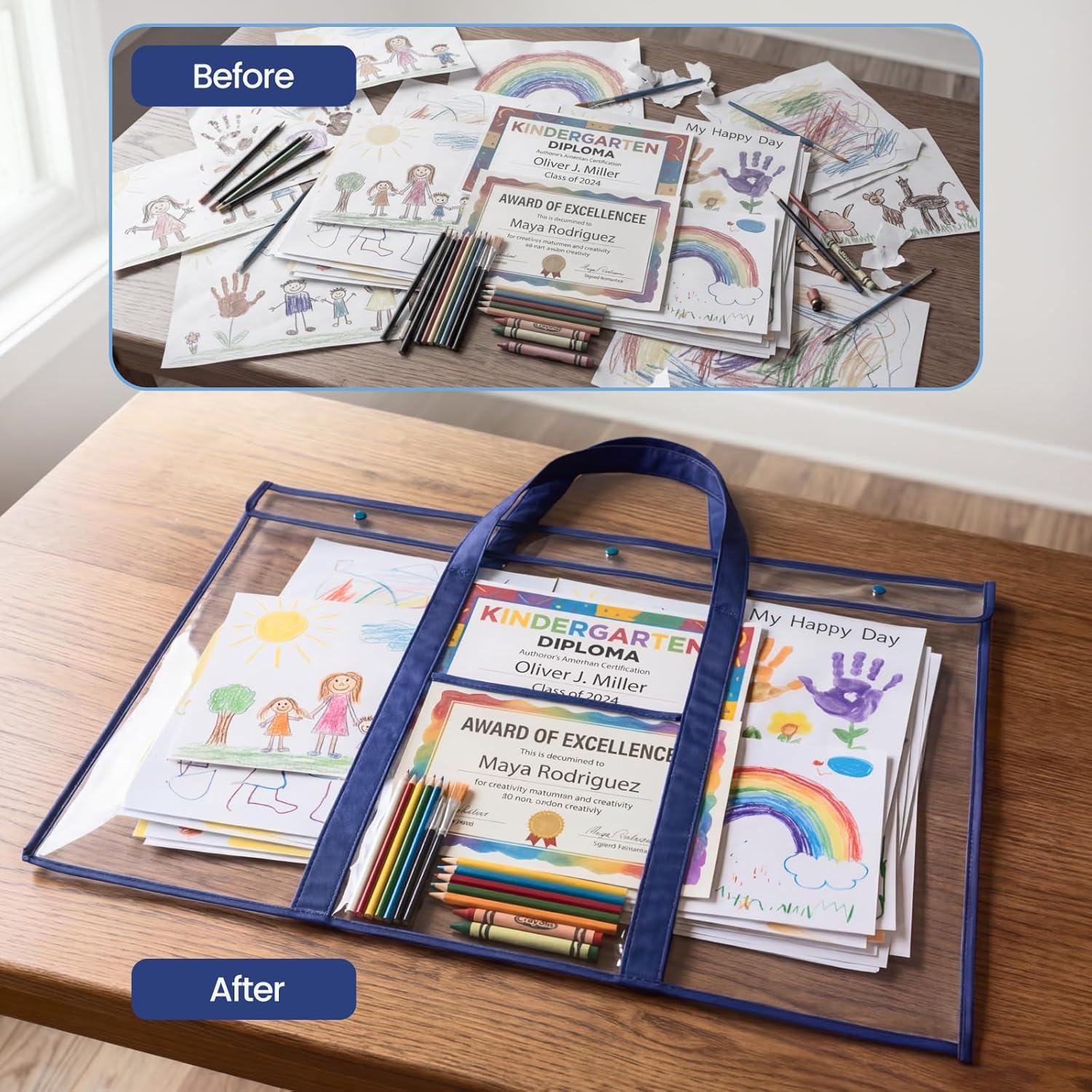 GAMENOTE 2 Pack Large Poster Storage Bag (31.5″×25.5″) Bulletin Board Holder Art Portfolio Container for Teachers Classroom Organization(2)