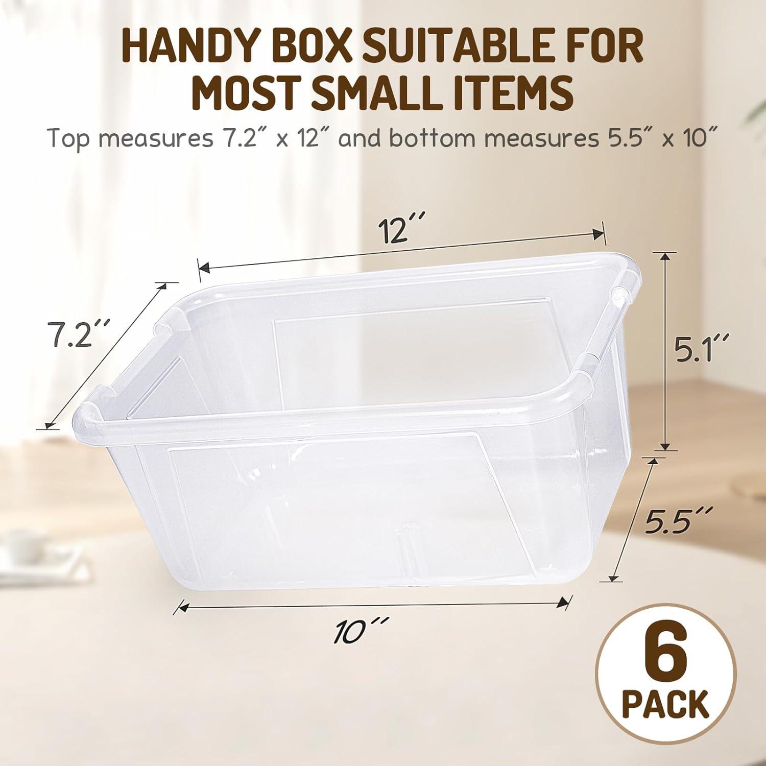 GAMENOTE 6 Quart Storage Bins with Lids,6 Pack Rainbow Plastic Latching Box for Classroom&Kids Toy Storage Opaque Stackable Shoe Box Size Containers for STEM Morning Tubs, Crafts & Building Blocks(6)