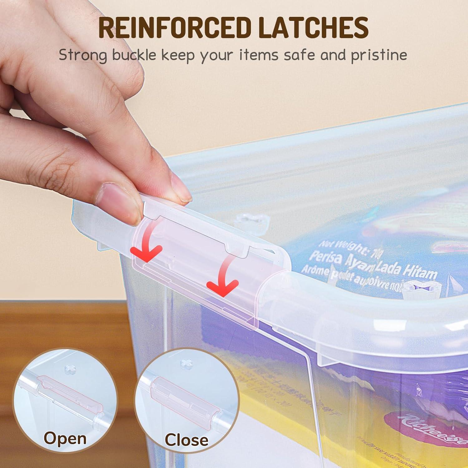 GAMENOTE 6 Quart Storage Bins with Lids,6 Pack Rainbow Plastic Latching Box for Classroom&Kids Toy Storage Opaque Stackable Shoe Box Size Containers for STEM Morning Tubs, Crafts & Building Blocks(6)