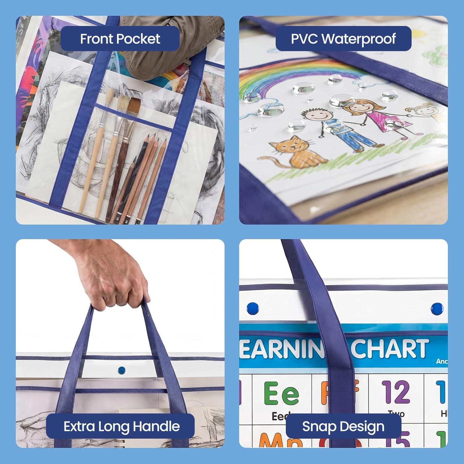 GAMENOTE 2 Pack Large Poster Storage Bag (31.5″×25.5″) Bulletin Board Holder Art Portfolio Container for Teachers Classroom Organization(3)