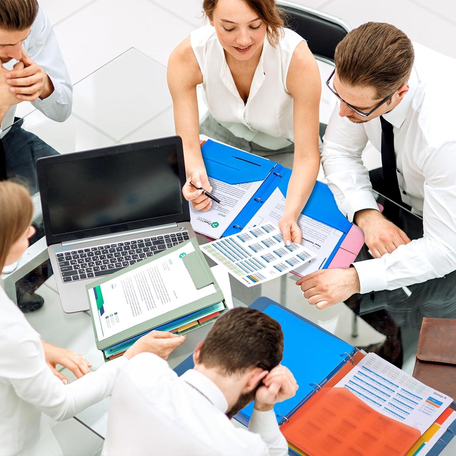 JoyCat 3 Ring Binder Clipboard with Storage,12.4″x10.2″ Magnetic Clipboard Folder with 5 Dividers with Expandable Pockets,Refillable Lined Notepad (11″ x 8.5″),Ideal for School Office Nursing (Flower)(Grass Green)