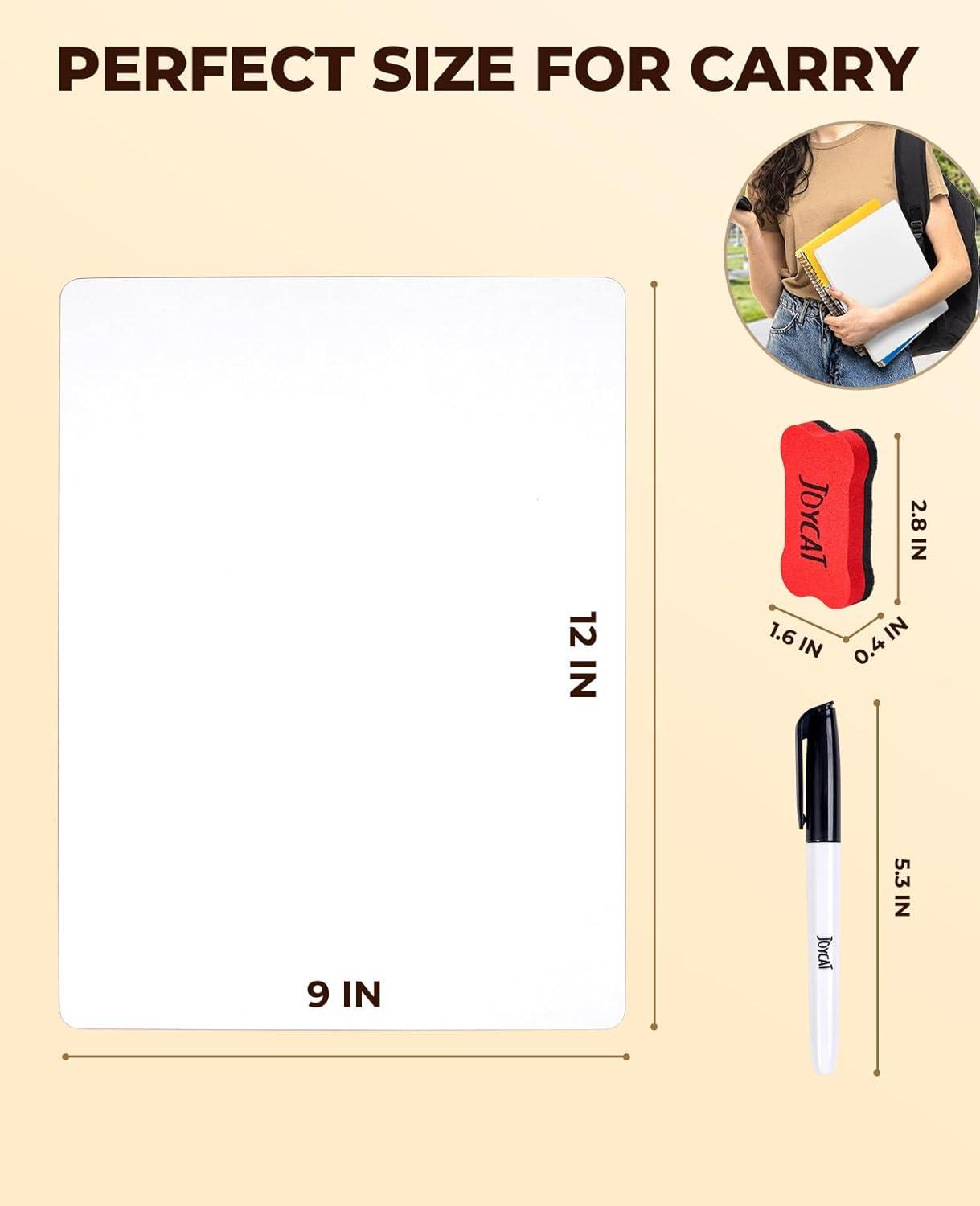 JoyCat Small Dry Erase Lap Boards for Students, 26 Pack 9″X12″ Double-Sided Mini WhiteBoard Classroom Set with 32 Pens and 32 Erasers, Bulk Packs of White Board for Teachers and School