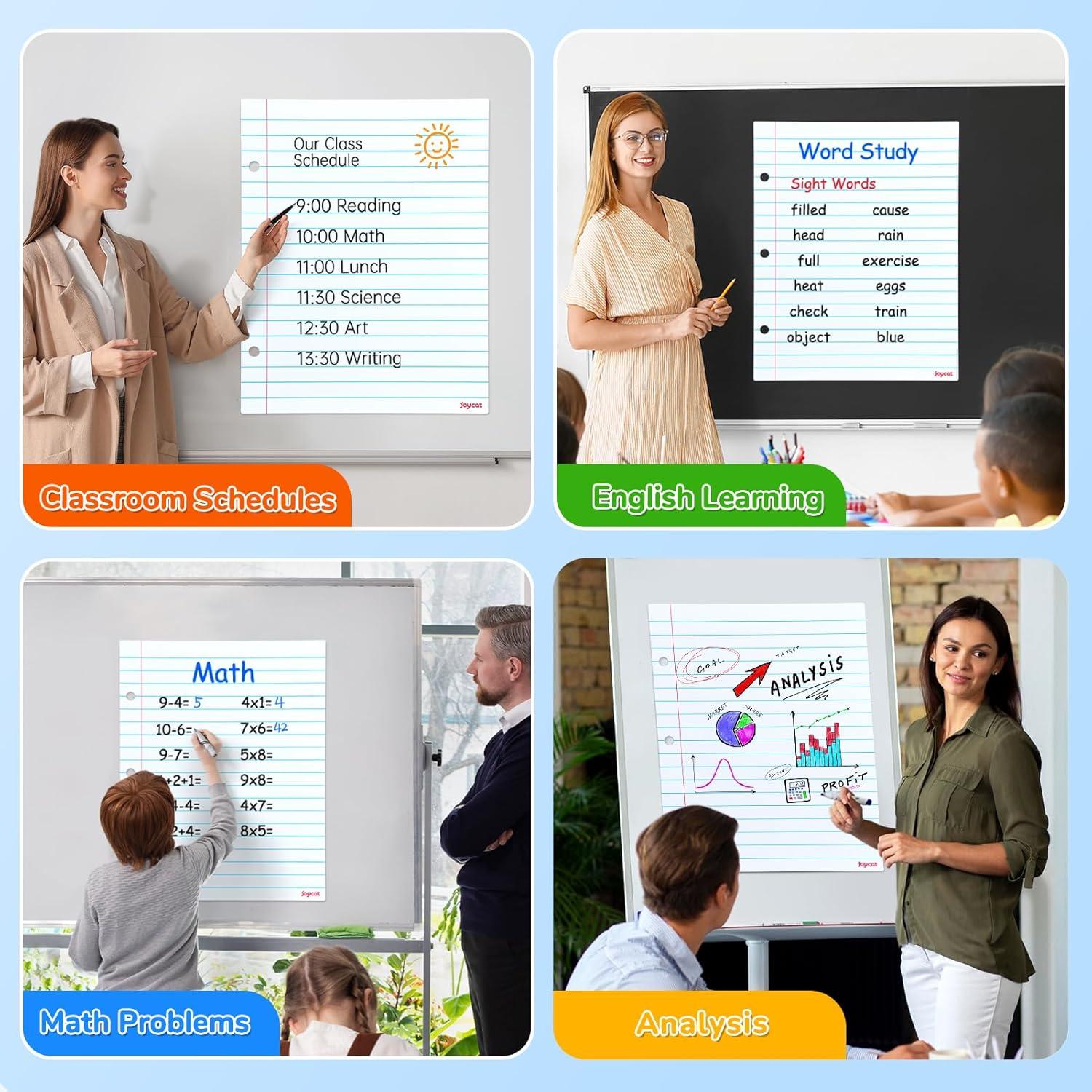 JoyCat Giant Magnetic Dry Erase Notebook Paper, 22″ L x 28″ H Handwriting Lined White Board for Classroom Must Haves,Whiteboard Accessories for Homeschool Teaching Supplies