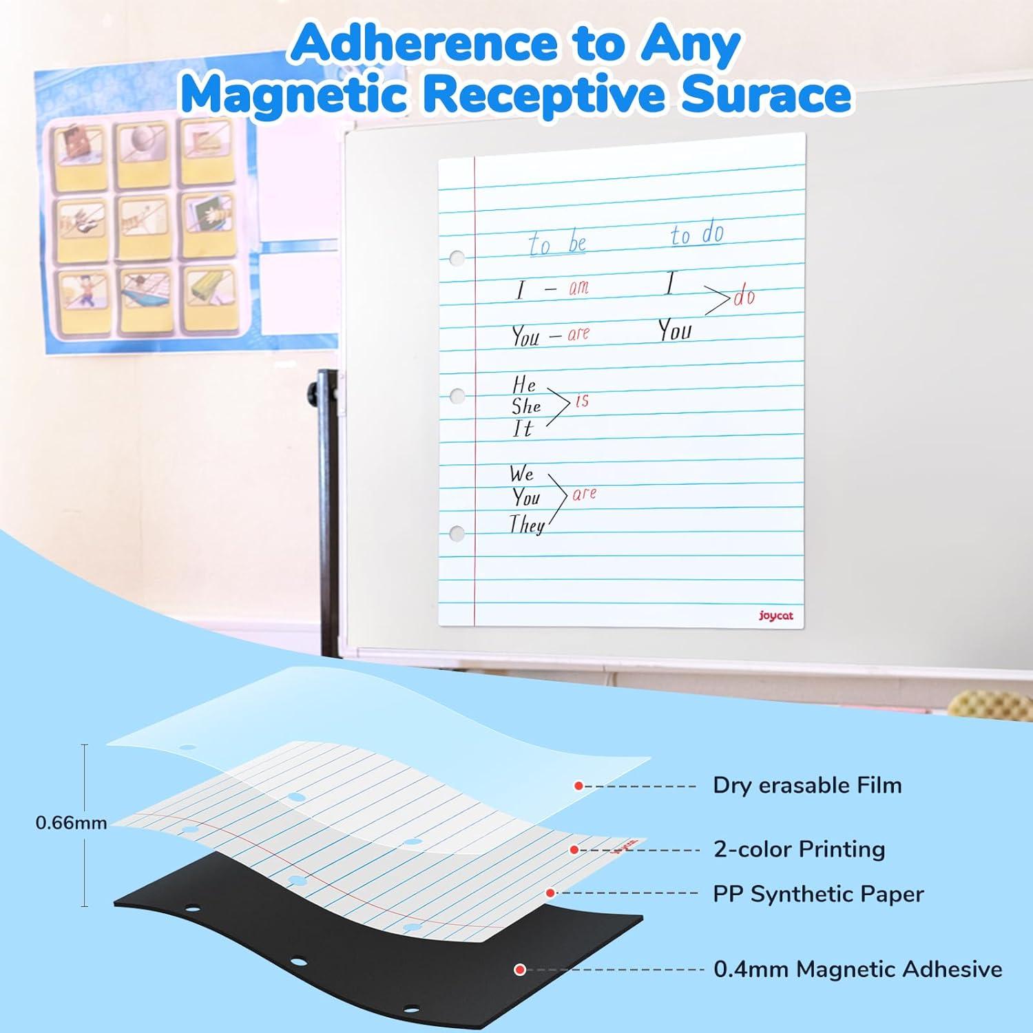 JoyCat Giant Magnetic Dry Erase Notebook Paper, 22″ L x 28″ H Handwriting Lined White Board for Classroom Must Haves,Whiteboard Accessories for Homeschool Teaching Supplies
