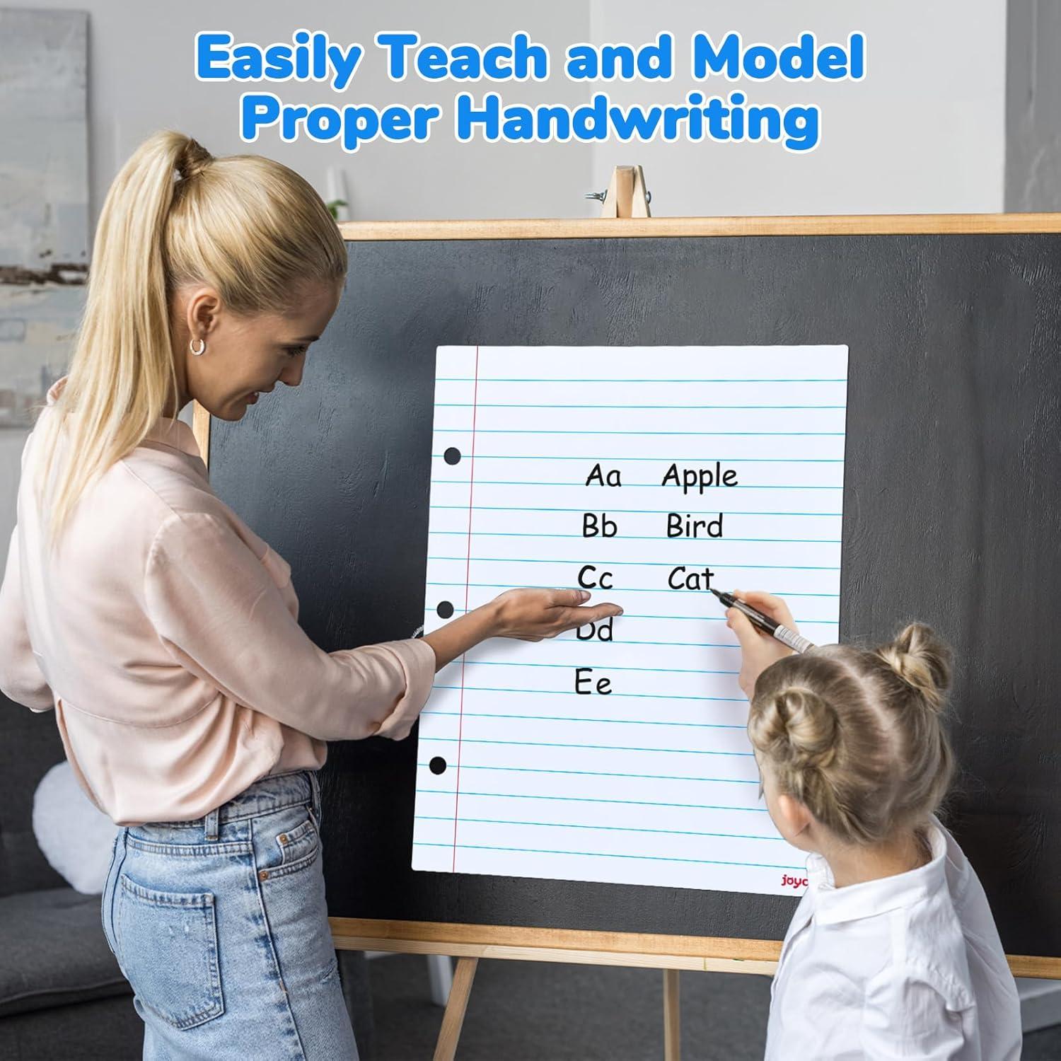 JoyCat Giant Magnetic Dry Erase Notebook Paper, 22″ L x 28″ H Handwriting Lined White Board for Classroom Must Haves,Whiteboard Accessories for Homeschool Teaching Supplies
