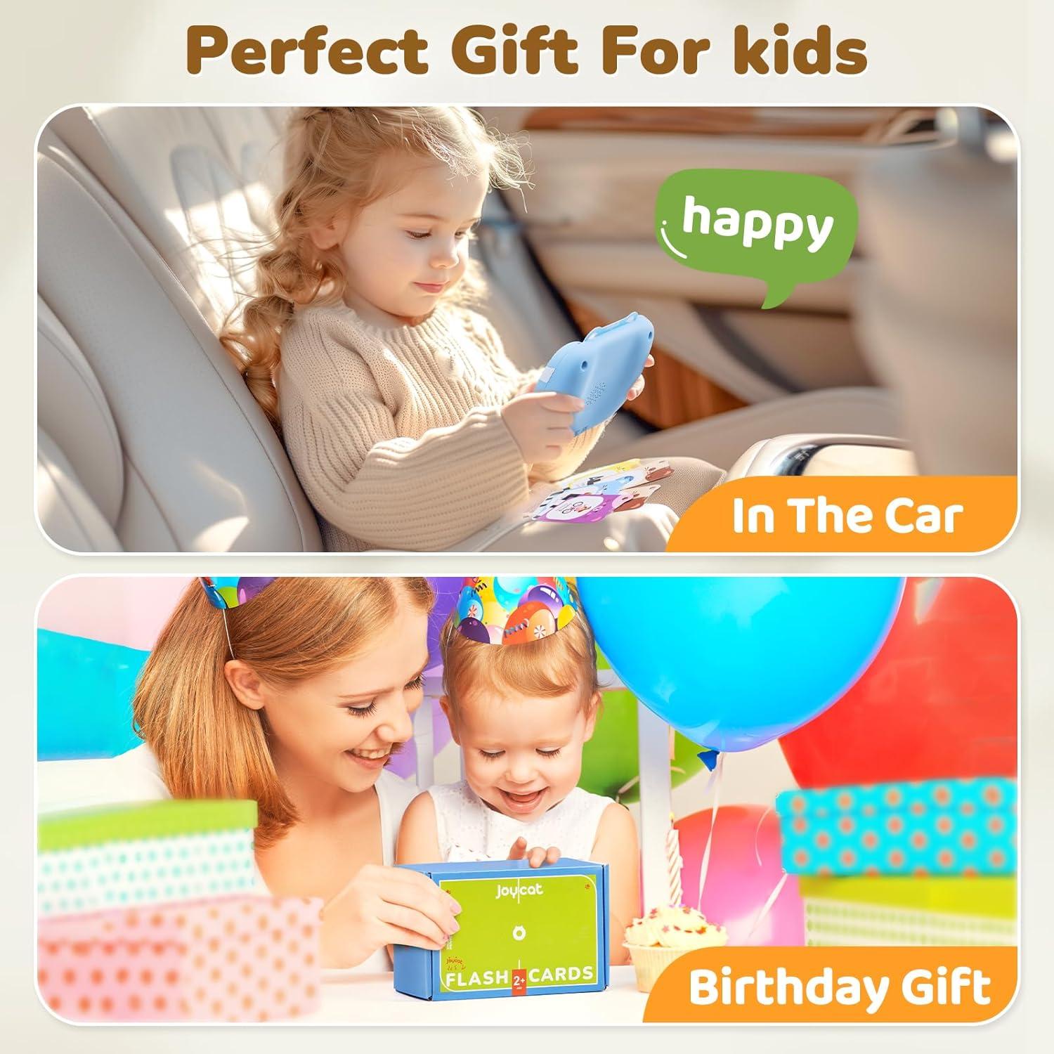 JoyCat Talking Flash Cards for Toddlers 1-5 Clear Voice & Thick Cards & Easy to Slide in and Out, Independent Play & Speech Development Toys, 16 Topics Cards, Medium