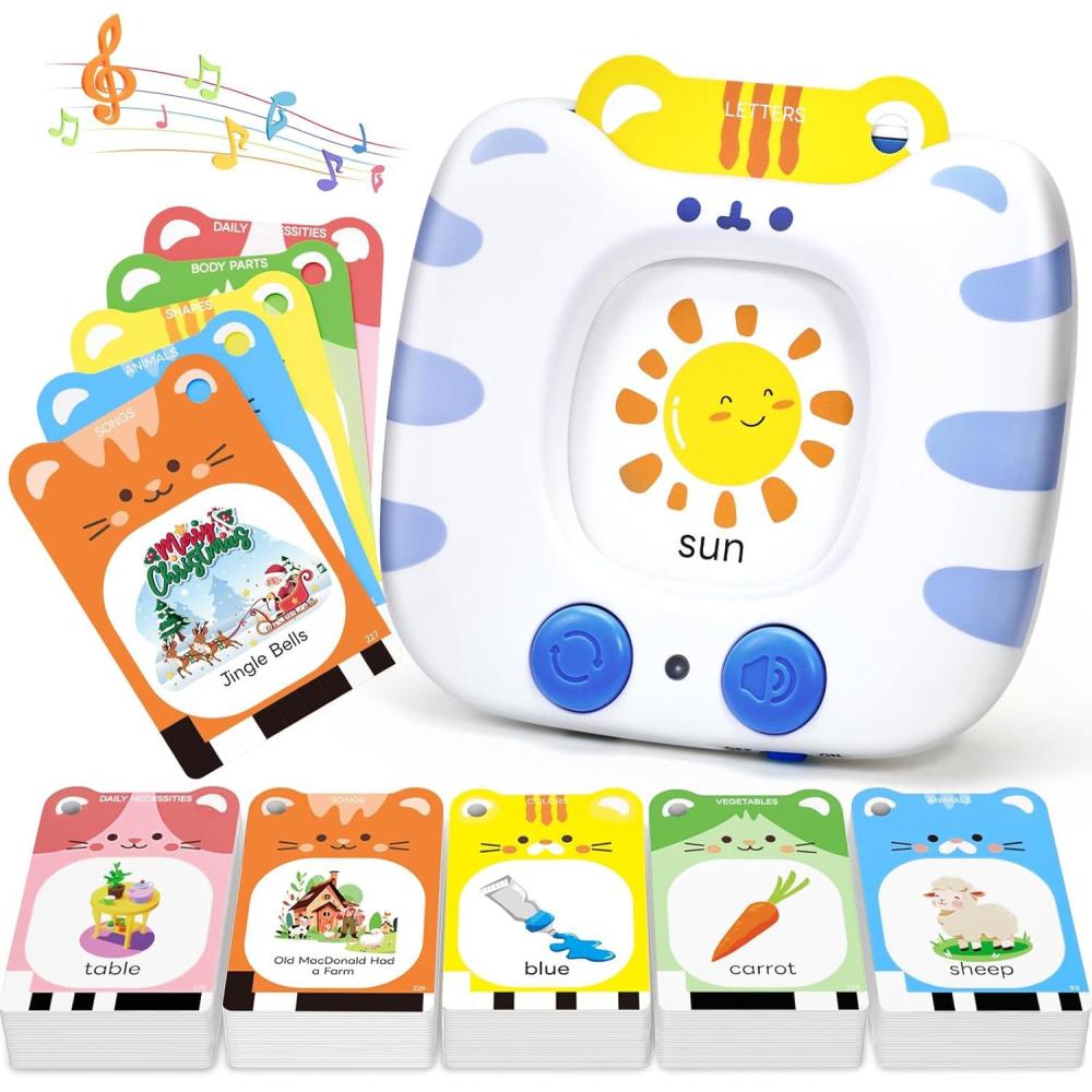 JoyCat Talking Flash Cards for Toddlers 3-5, 314 Words with Durable Thick Cards & Clear Audio, Easy to Slide in and Out, Speech Therapy Toys, Birthday Gifts for Boys Girls(314 Words-White)