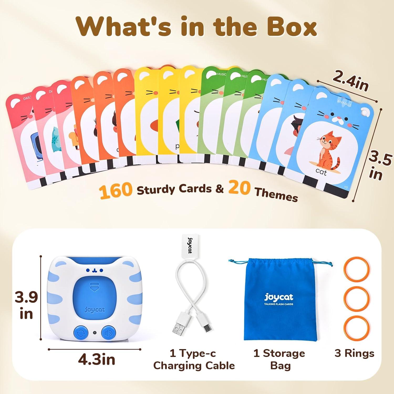 JoyCat Talking Flash Cards for Toddlers 3-5, 314 Words with Durable Thick Cards & Clear Audio, Easy to Slide in and Out, Speech Therapy Toys, Birthday Gifts for Boys Girls(314 Words-White)