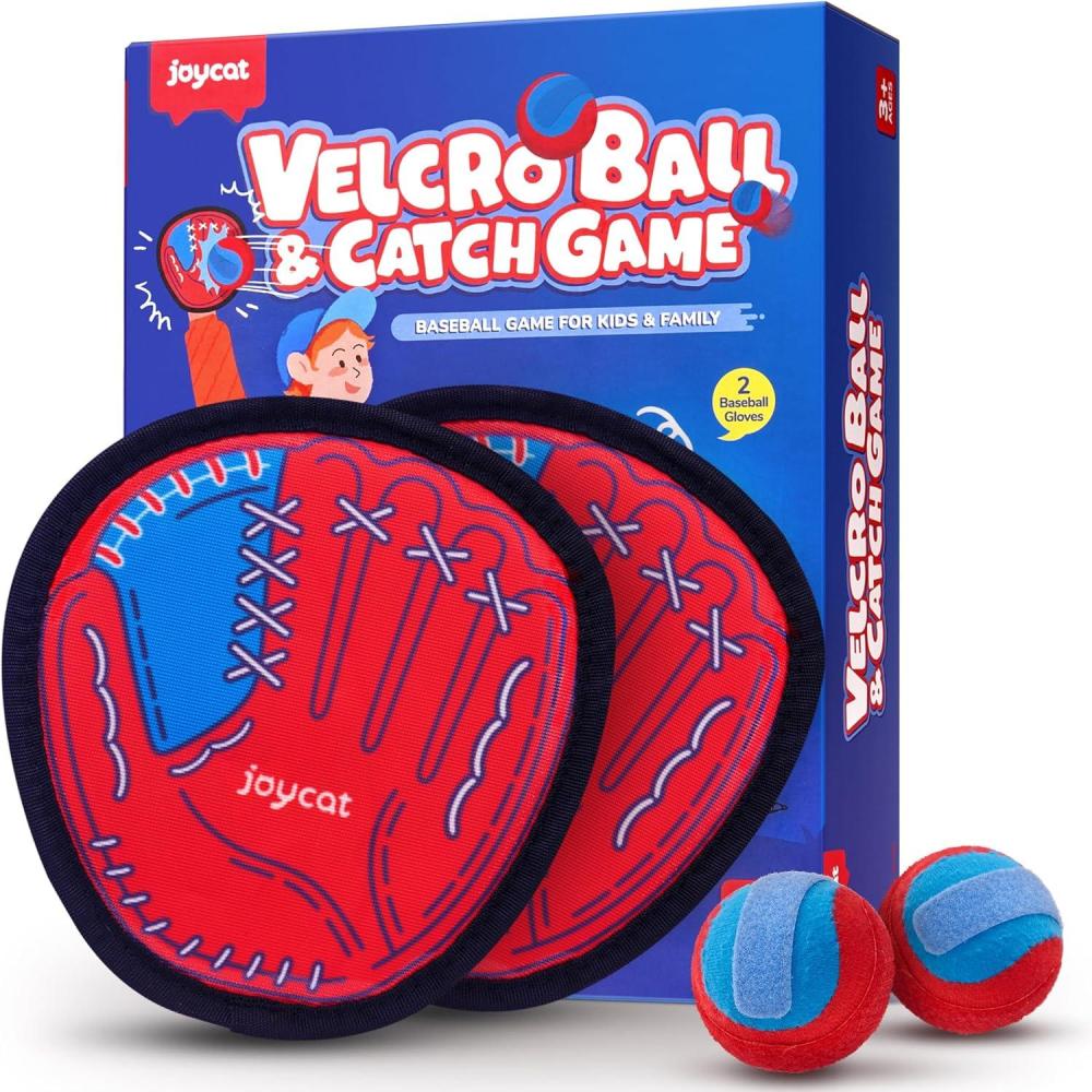 JoyCat Toss and Catch Ball Game for Kids,2 Paddles Outdoor Toys for Family Camping, Beach&Yard Games,Toddler Baseball Glove&Sticky Ball Set,Easter Basket Stuffers Birthday Gift for Boys Girls Age 3-12(2 Paddles 2 Balls)