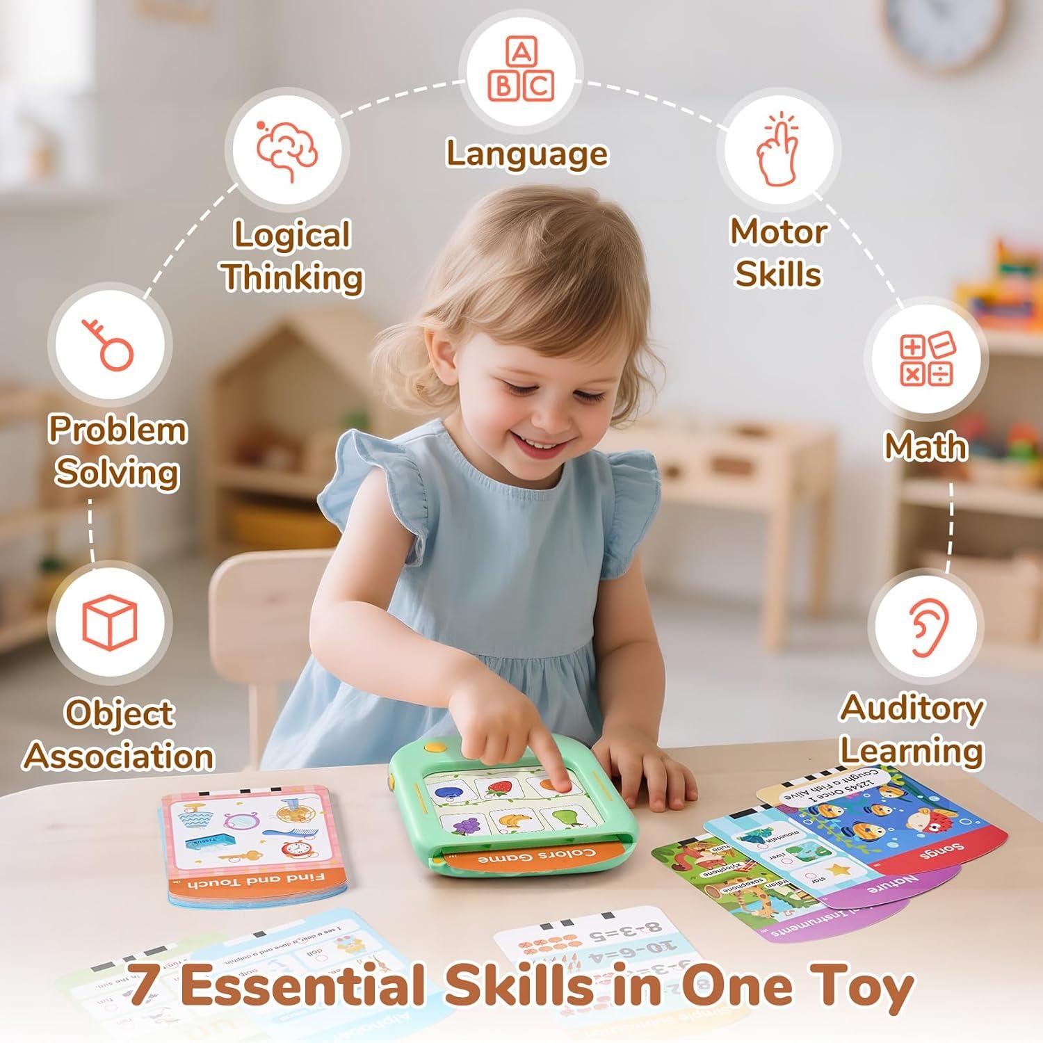 JoyCat Kids Learning Tablet, Phonics Talking Flash Cards, Learn to Read with 156 Pages, 40+ Themes, 600+ Words, 100+ Interactive Games, Screen-Free Toddler Learning Toys Gifts for 2-6 Year Old