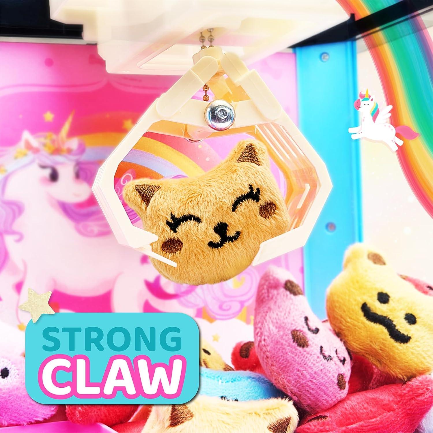 JoyCat Claw Machine for Kids, Unicorn Mini Vending Machine & Electronic Arcade Game with Adjustable Music & 20 Mini Plush Toys for Kids Ages 3-8, Indoor Toy for Home Party
