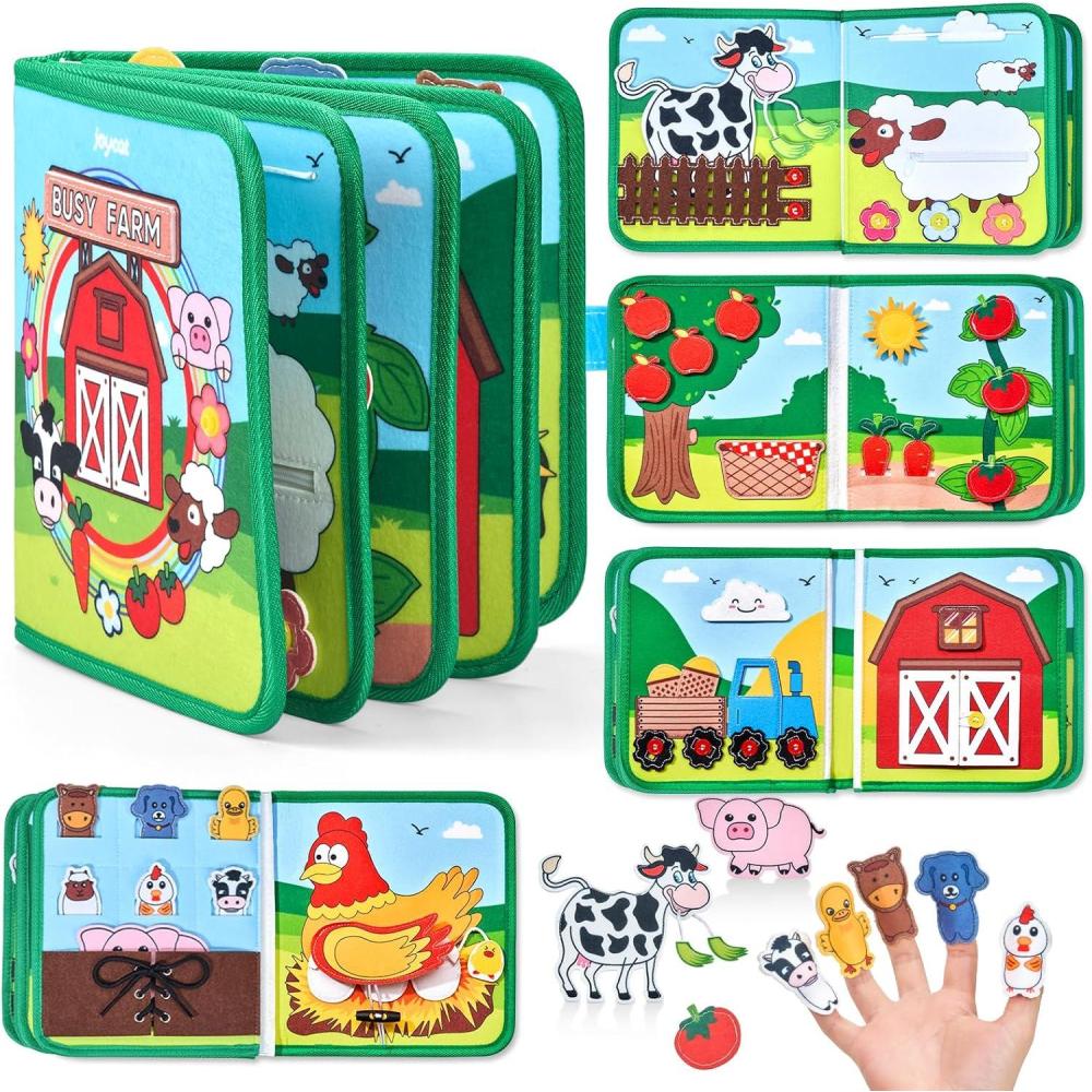 JoyCat Farm Busy Book for Toddlers 1–3 – Quiet Montessori Activity Book with 15 Daily Life Activities, Screen-Free Travel Toy for Toddlers, Easter Basket Stuffers Gifts Kids(Farm)