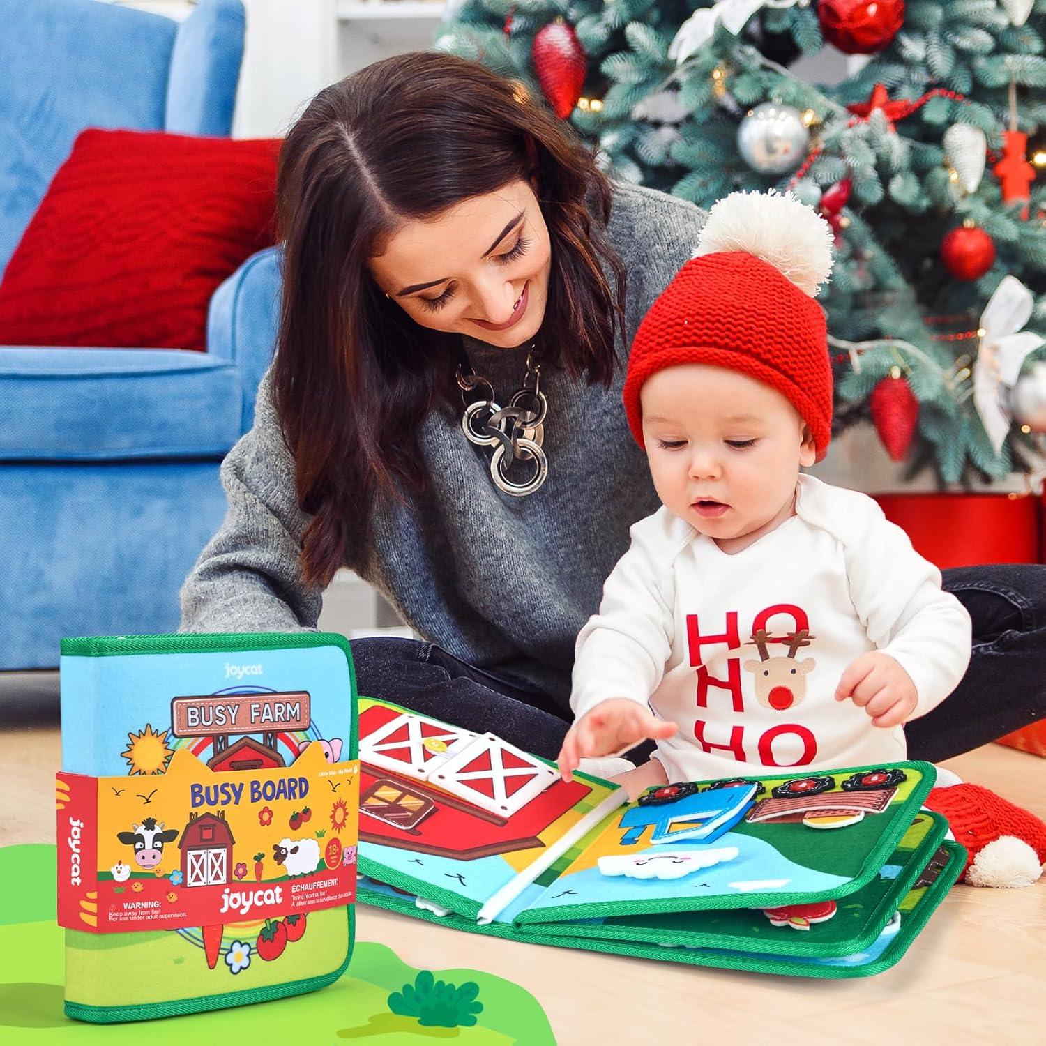 JoyCat Farm Busy Book for Toddlers 1–3 – Quiet Montessori Activity Book with 15 Daily Life Activities, Screen-Free Travel Toy for Toddlers, Easter Basket Stuffers Gifts Kids(Farm)